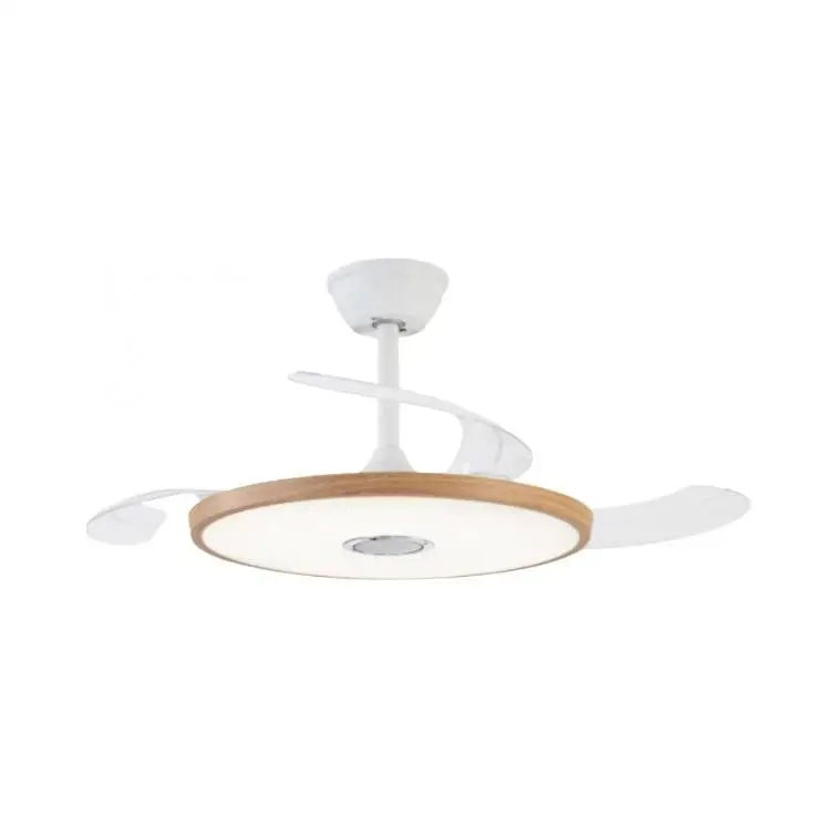 NARVI Ventilador de techo, Madera+Blanco, Blueetooth,Palas r