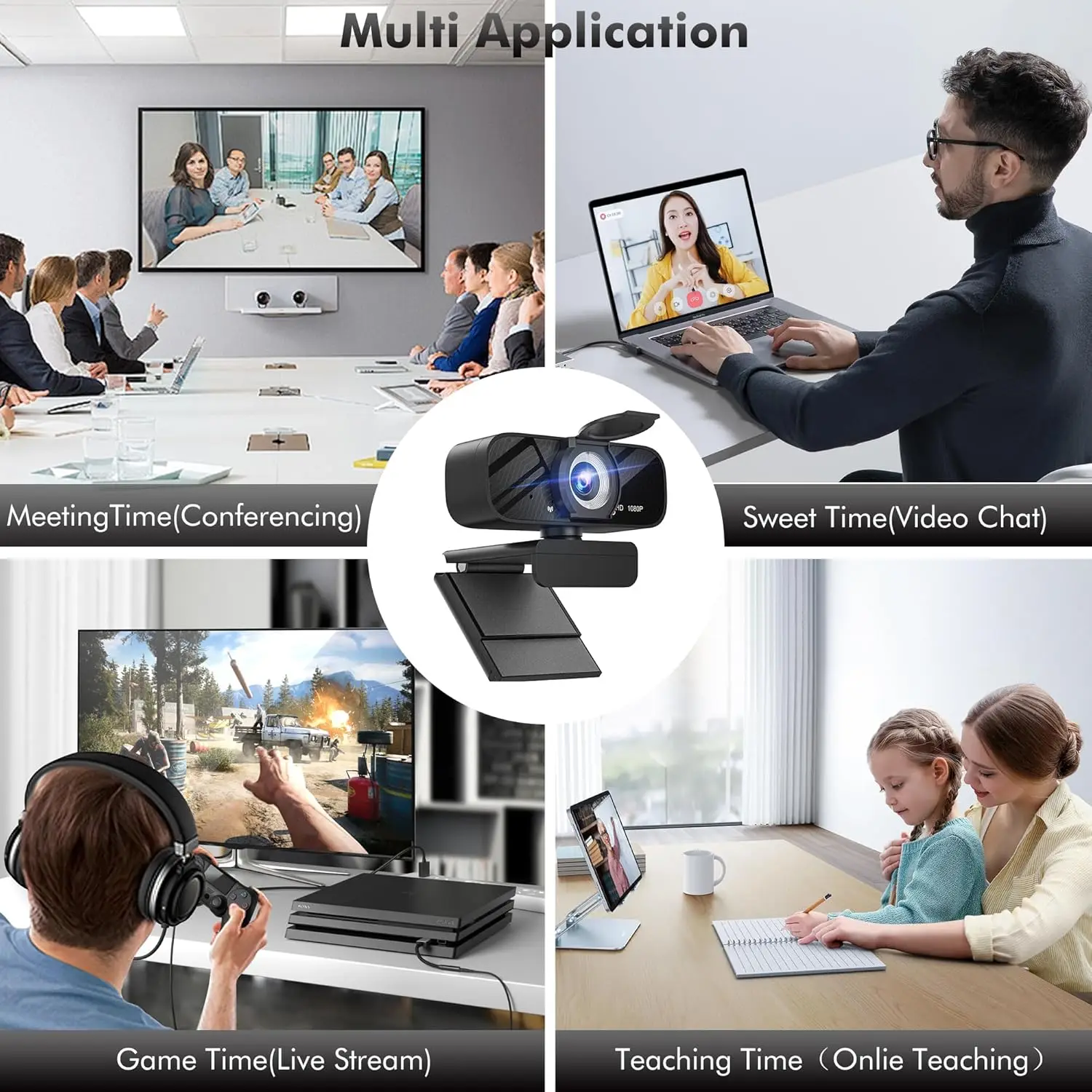 Webcam with dual microphones 2025, 720p hd webcam for video calling, online meetings, streaming, video recording, compatible with windows/mac/android #6