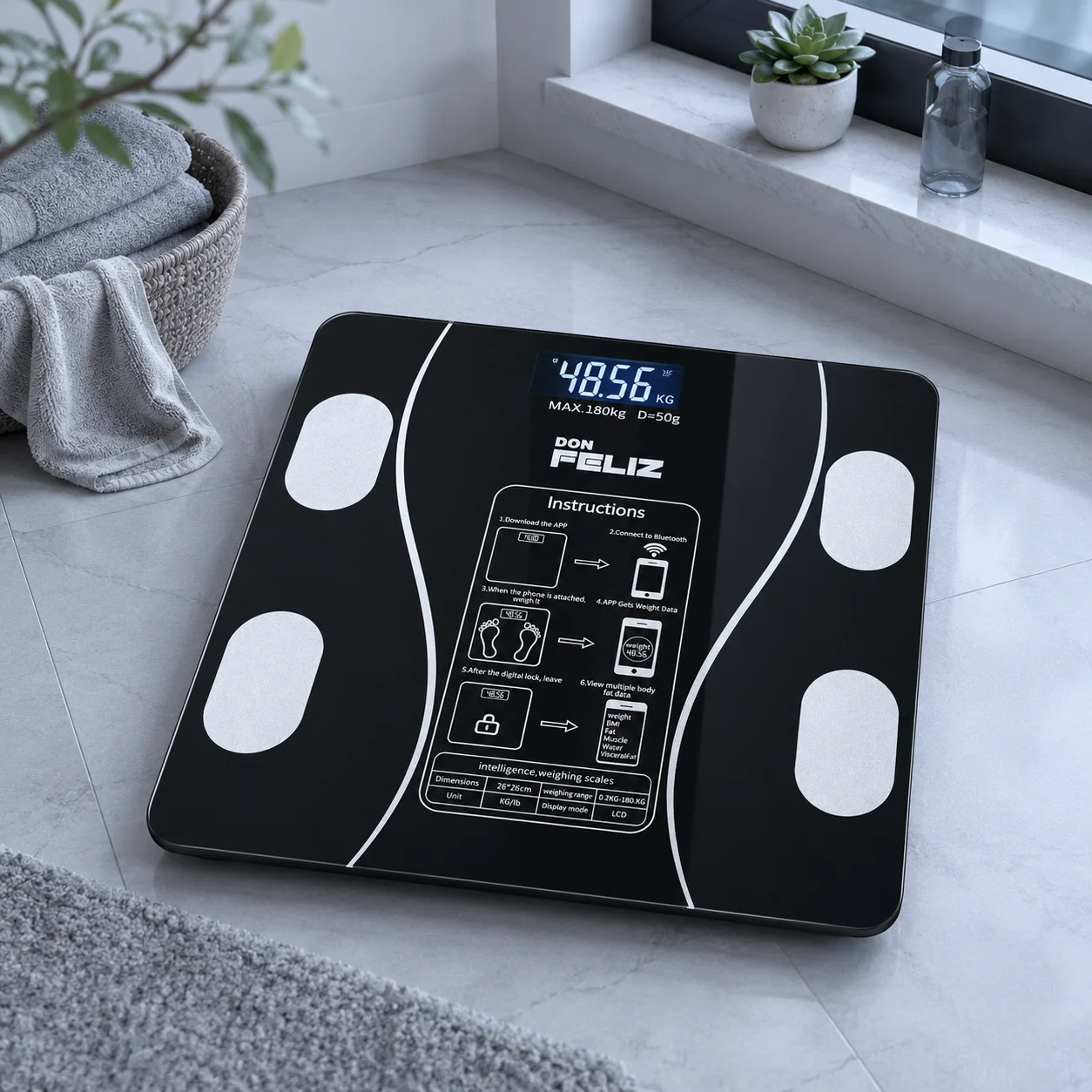Bilancia per Grasso Corporeo e Muscoli, Bilancia da Bagno con App, Bilancia Intelligente per il Fitness, Monitor della Composizione Corporea con Misurazione, senza batterie, Sokany