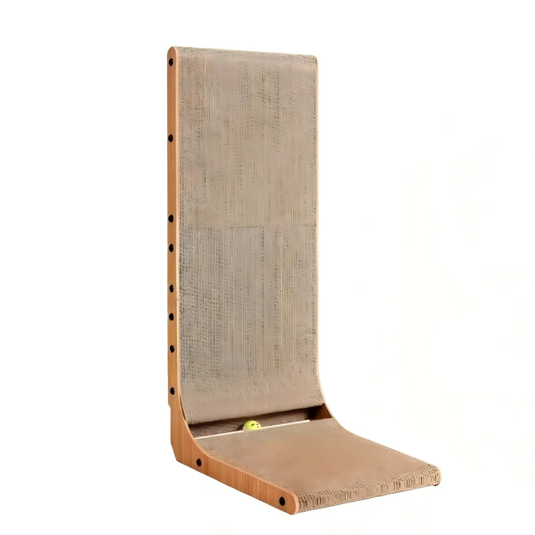 Rascador para Gatos Carton 68 cm, Rascador Esquinero para Gatos de Interior con Juguete de Pelota, L Montable en Pared, Panel de Rascado Vertical DECODEKO