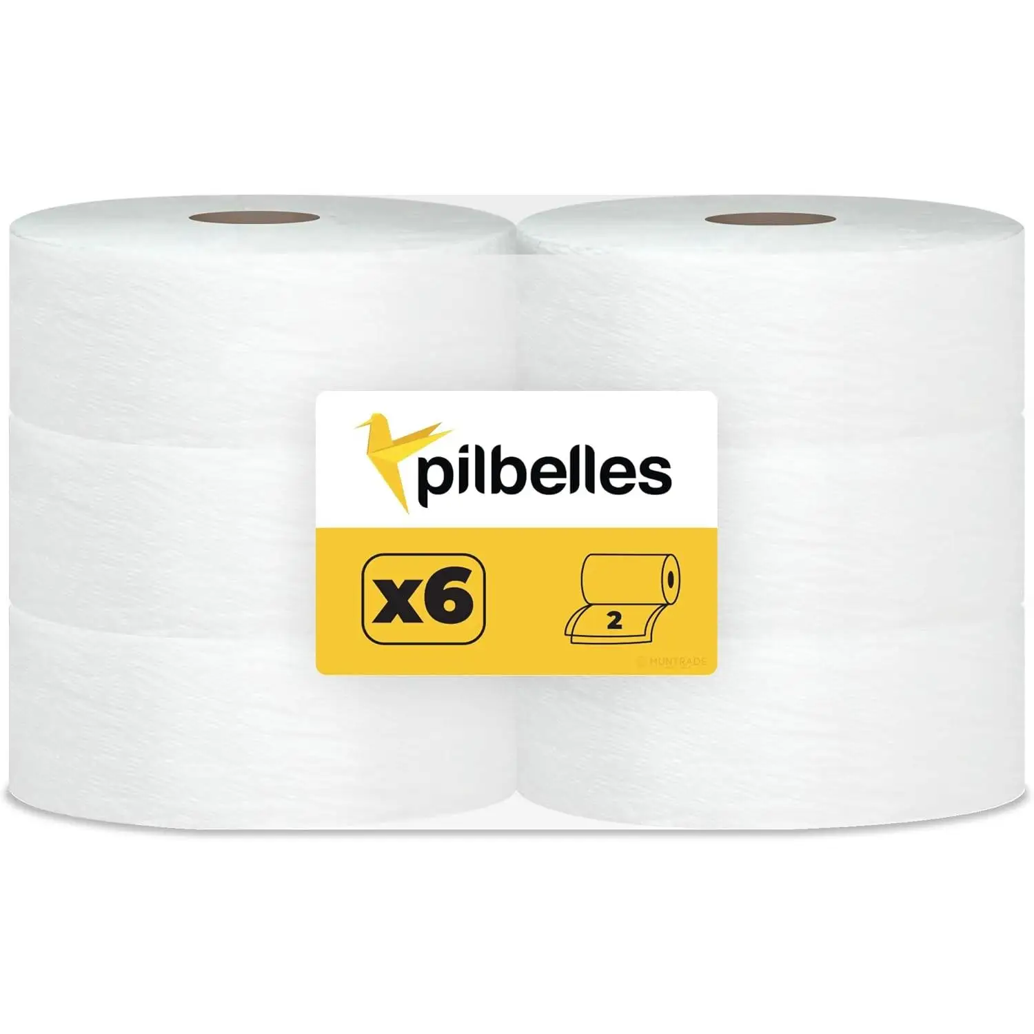 PILBELLES Papel Higiénico Industrial Pasta Laminado 95 Metros | Rollos de Papel Industrial Doble Capa Jumbo para Dispensador