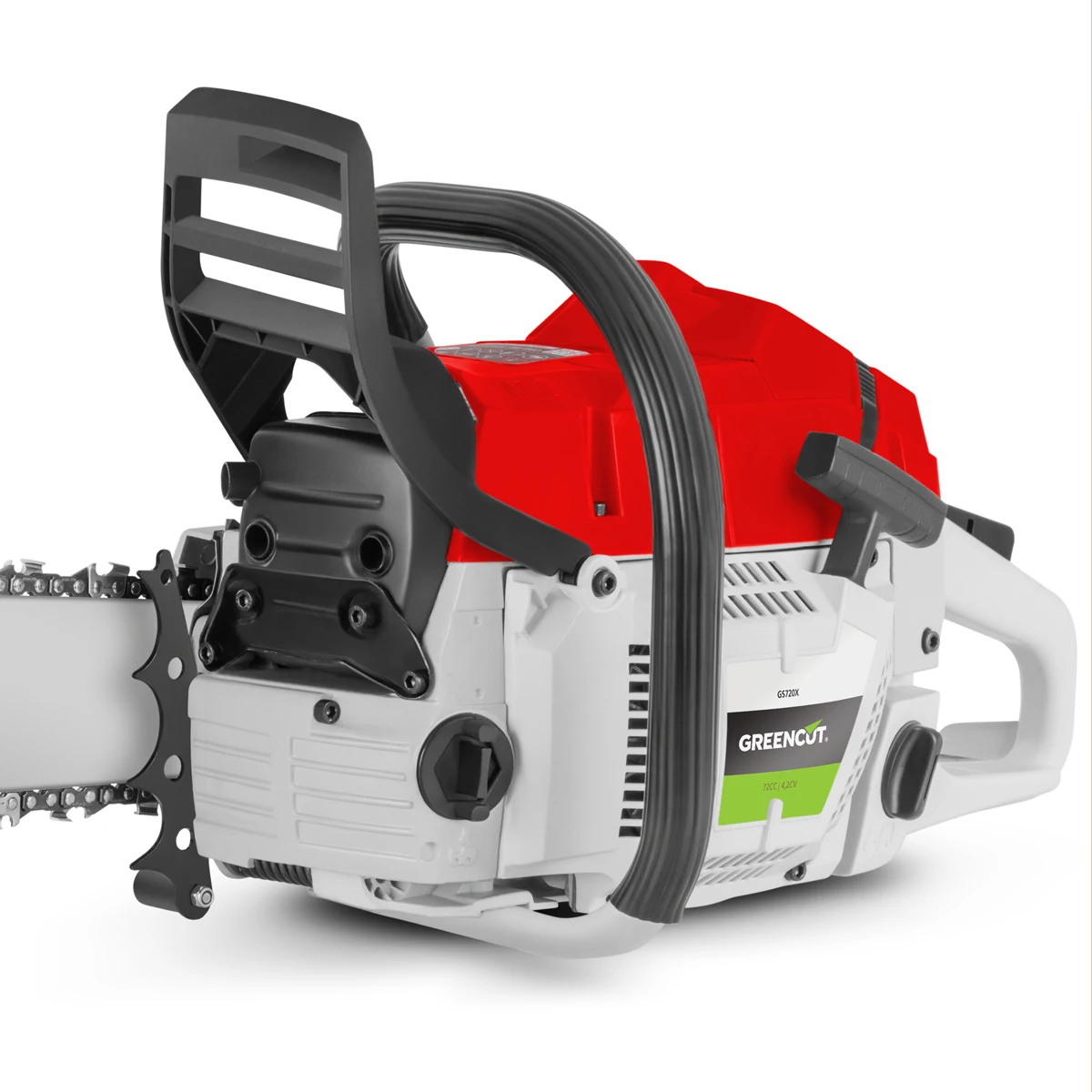 Greencut gs720x - gasoline chainsaw, 2-stroke 72cc thermal engine, 24 toothed bar, for felling and pruning, ergonomic handlebar