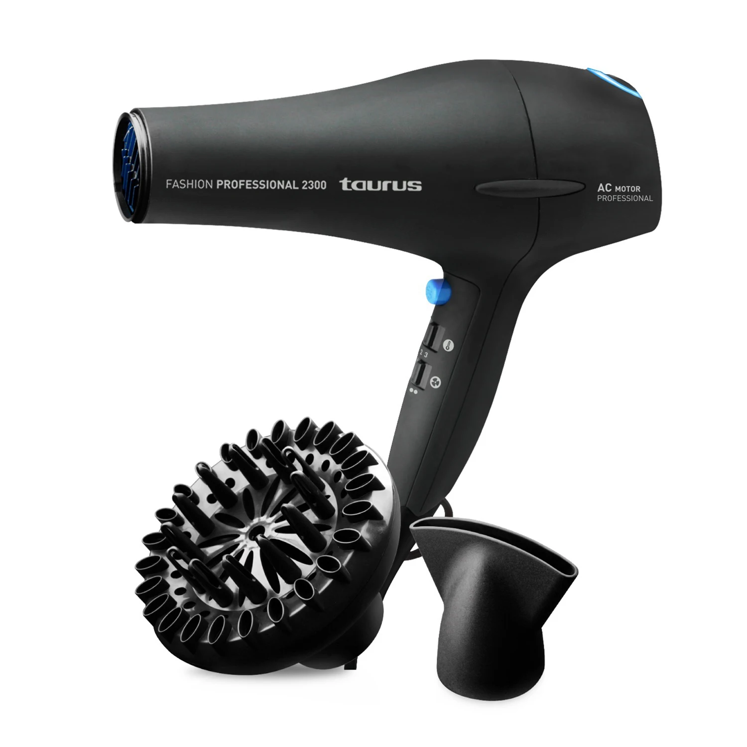 Taurus - Secador Fashion Professional 2300. Color Negro. Material producto Plástico. Potencia 2.200 W. Longitud del cable 180 cm