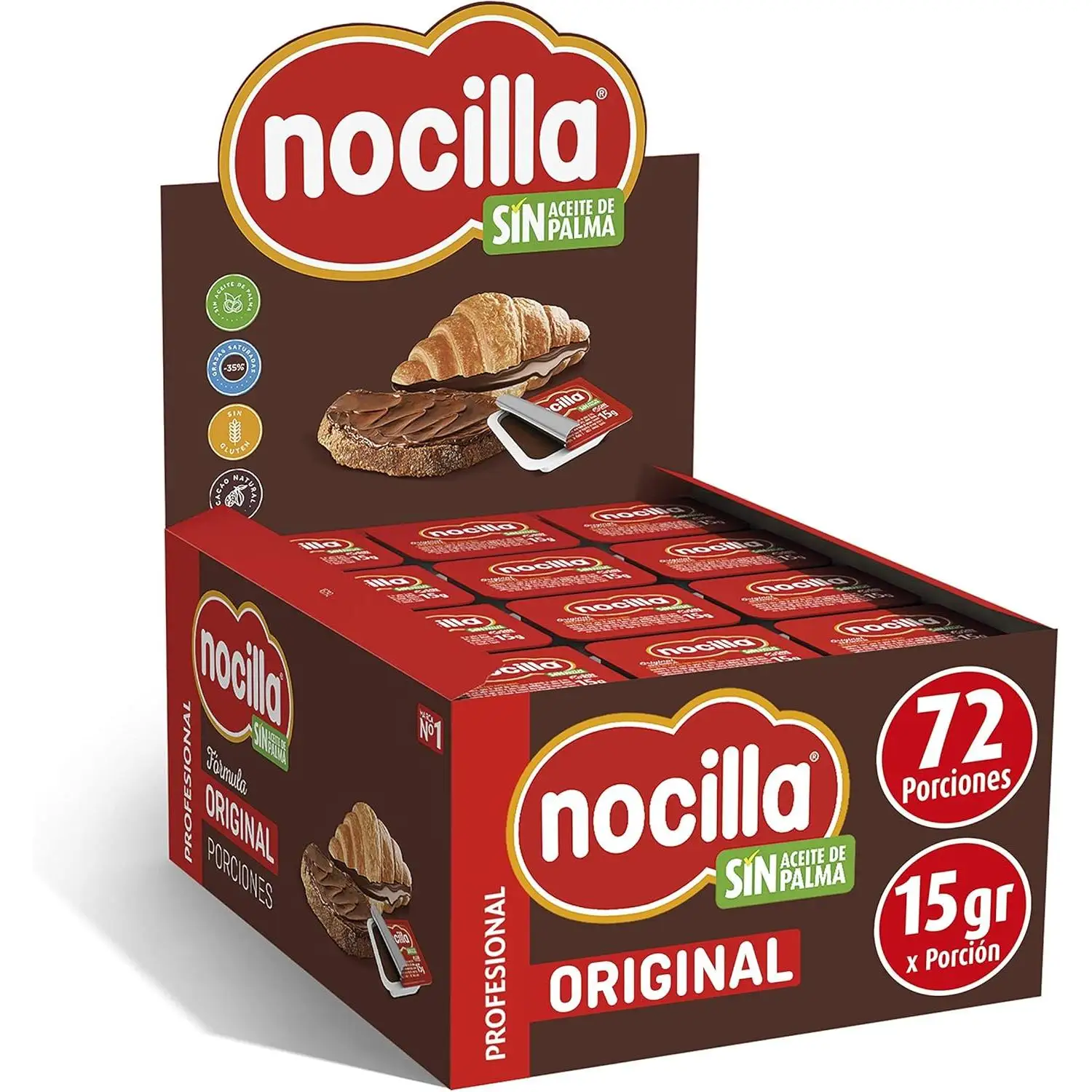 Nocilla Original en Porciones - Caja de 72 unidades de 15g - Nocilla Monodosis - Nocilla Hosteleria - Nocilla en Porciones.