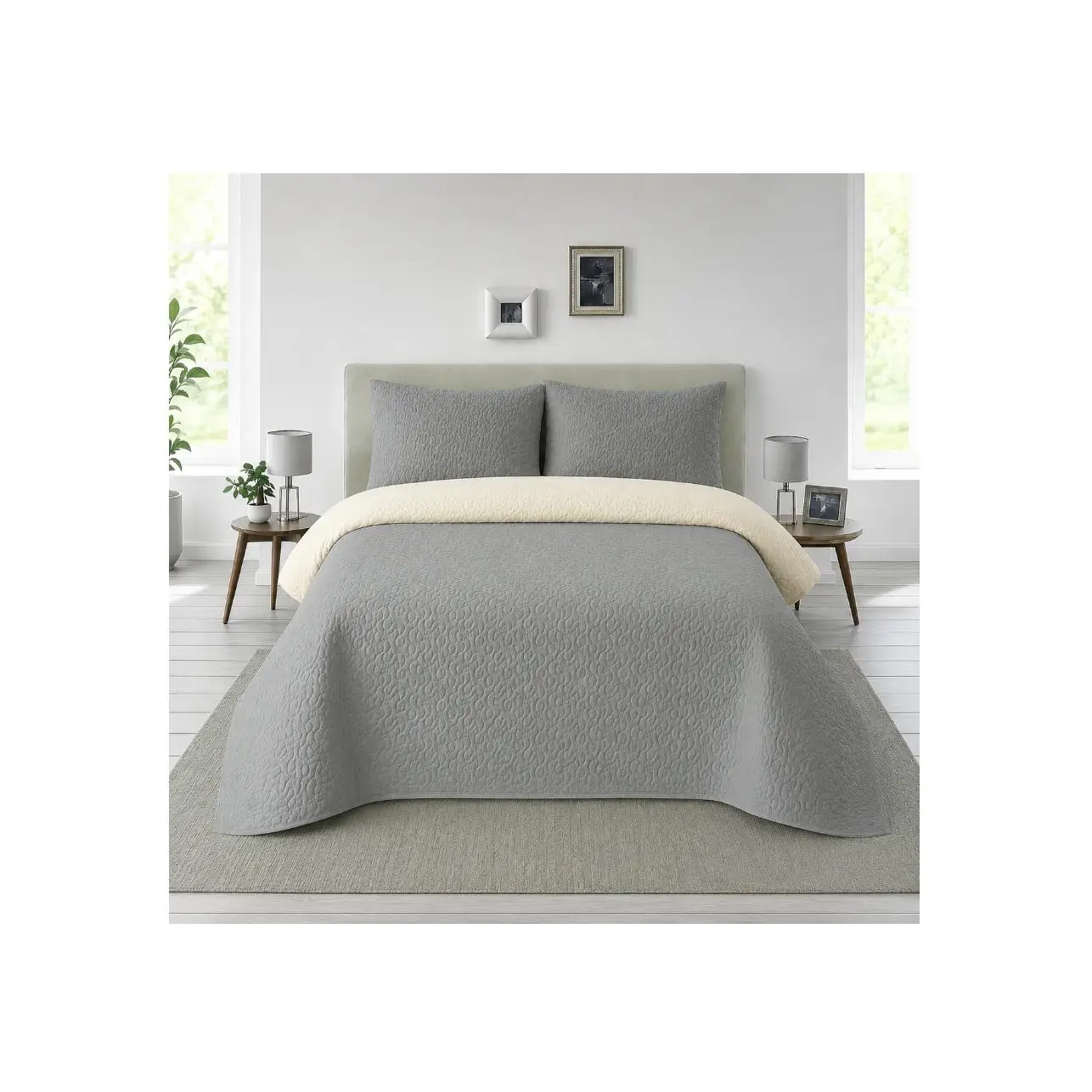 Colcha Bouti Lisa para Verano y Entretiempo, Colcha para Cama 100% Poliester, Colcha Cubre Cama para Cama 90/105/135/150cm, Suave, Colcha con Funda de Cojin 50x70cm.