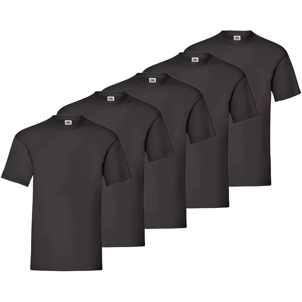 Fruit Of The Loom Pack 5 Camisetas Básicas ORIGINAL  en Varios Colores | Algodón | Casual | Unisex | Tallas S-XL