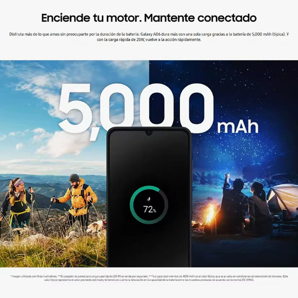 Samsung Galaxy A06 4G LTE Pantalla de 6.7» 4GB+64GB|4GB+128GB Batería 5000 mAh, MediaTek Helio G85, Dual SIM No Charger 5