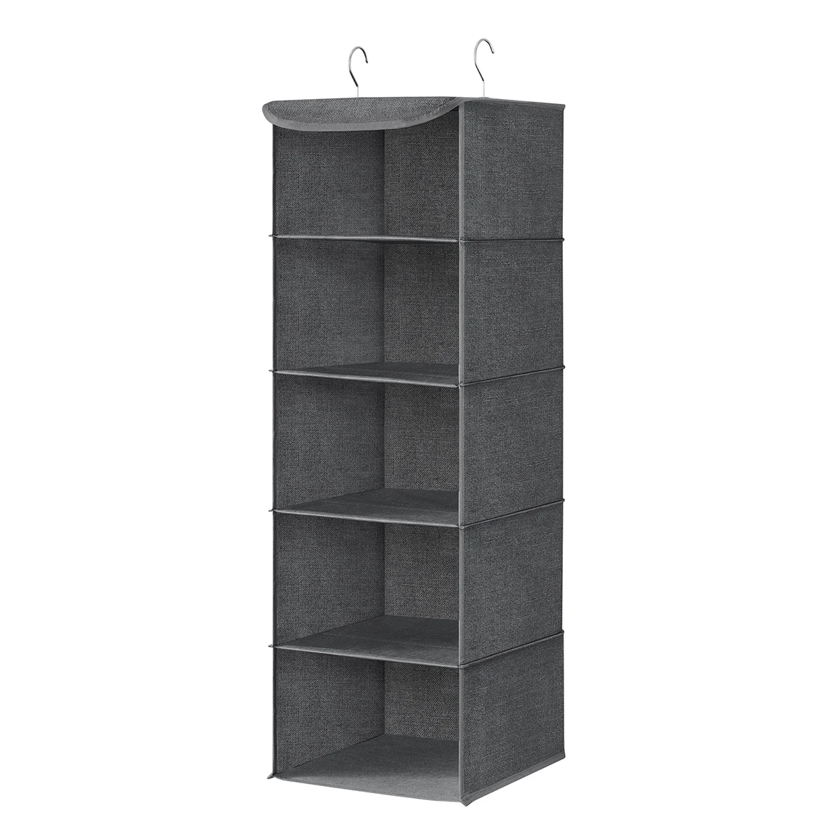 SONGMICS Juego de 2, Organizador Colgante, Bolsa Colgante de Armario, Plegable, Ahorro de Espacio, con Ganchos Metálicos, Refuerzo de Bambú, Patrón de Lino, Gris/Beige Arena/Gris Claro