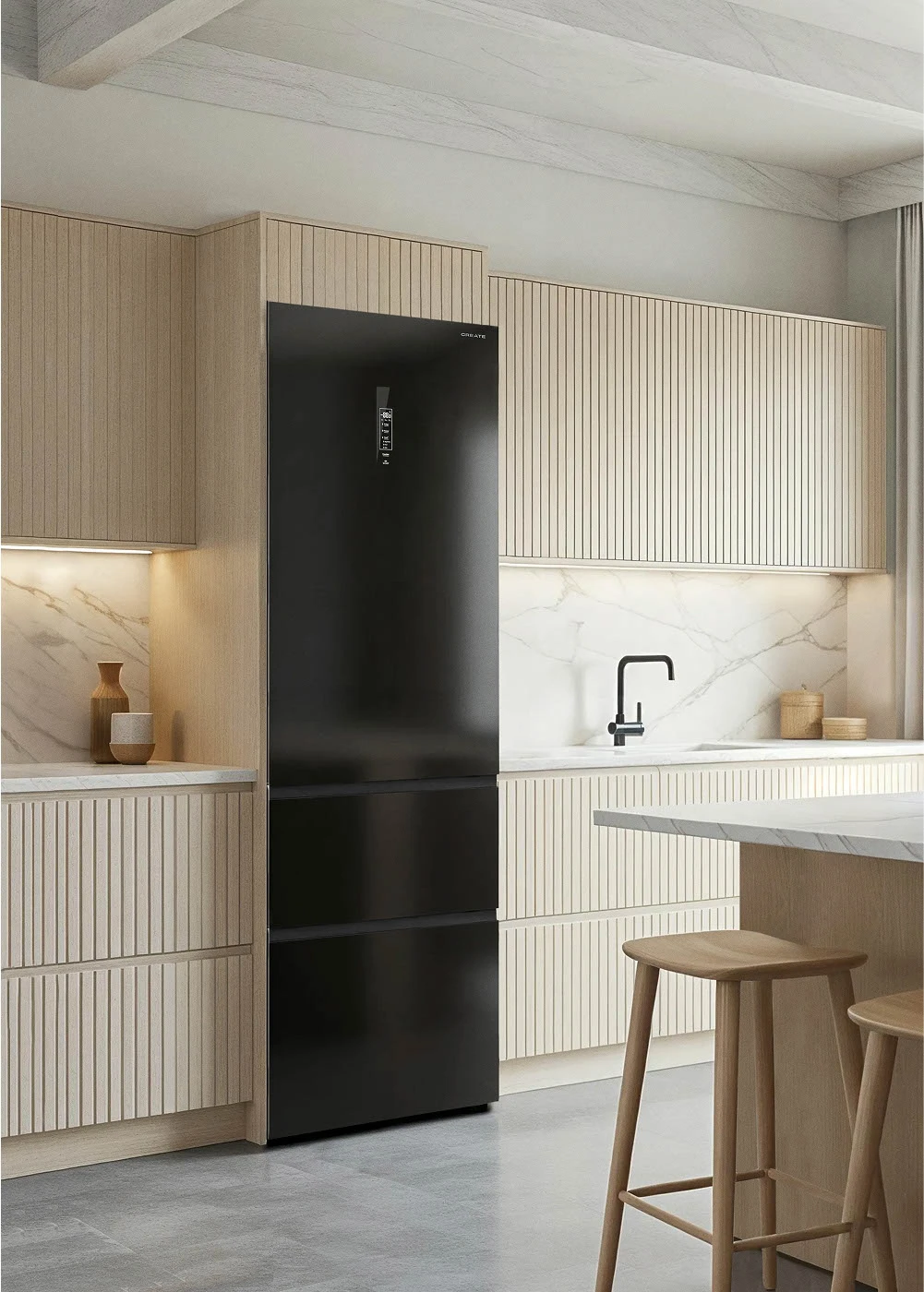 Create - italian 401l style refrigerator with space pro and care+ - fridge studio combi pro flex 401