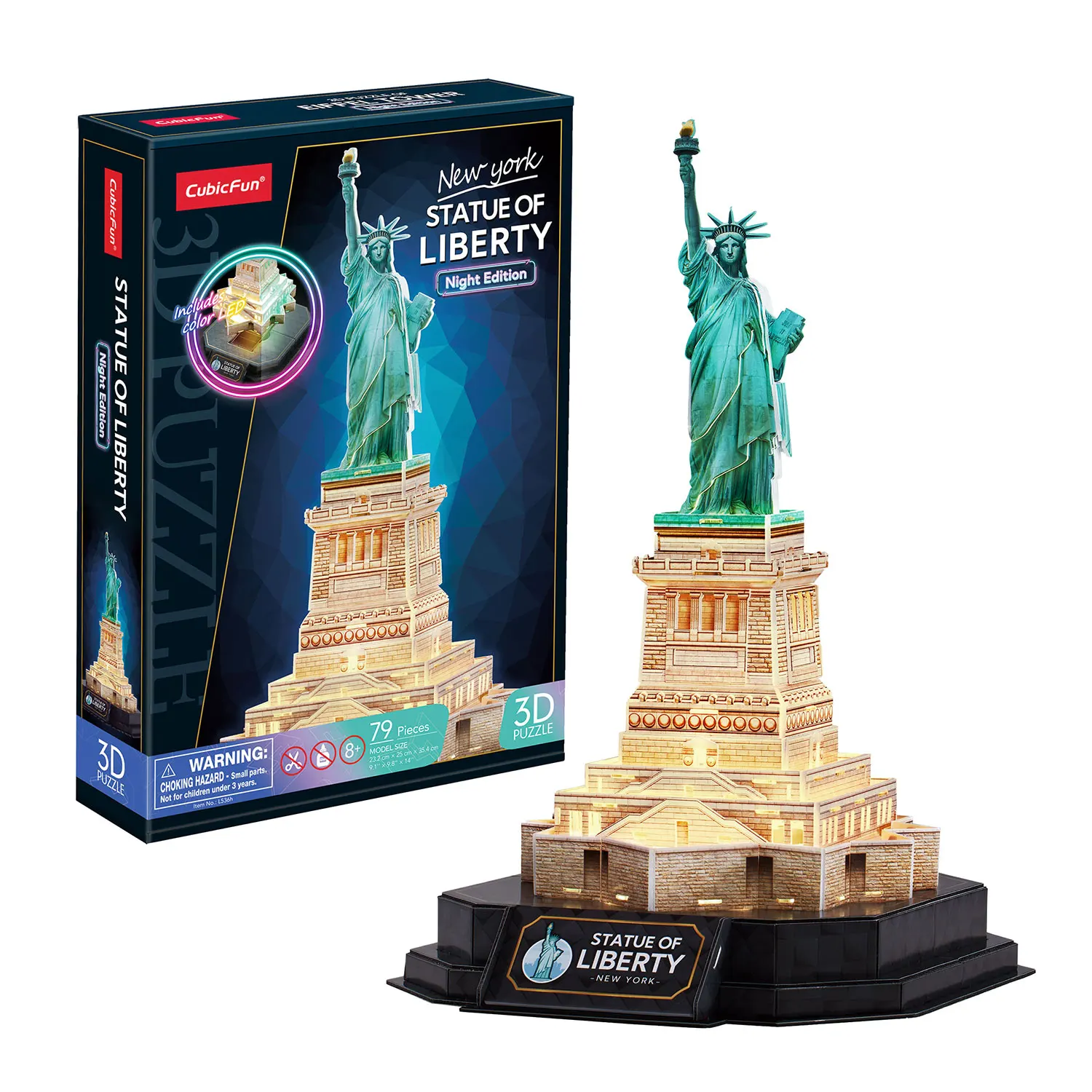 Puzzle 3D - Estatua de la Libertad LED | Puzzle 3D Regalo Niño 8 Años | Puzzle 3D Adultos Y Puzzle 3D Niños | Maquetas para Montar Niños | Maquetas para Construir Adultos | Puzzles 3D | 79 Piezas