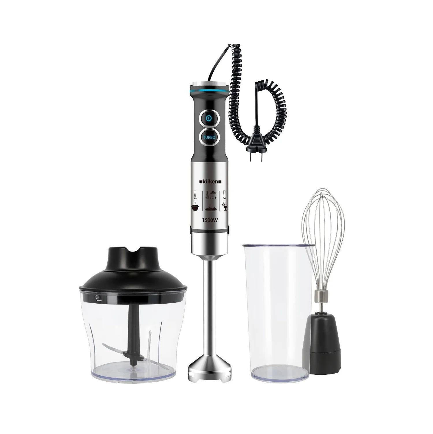 Batidora de Brazo KUKEN 1500W | Engranaje Metálico y Cable Extensible | Vaso 800ml | Disponible versión con accesorios incluidos y distintos colores