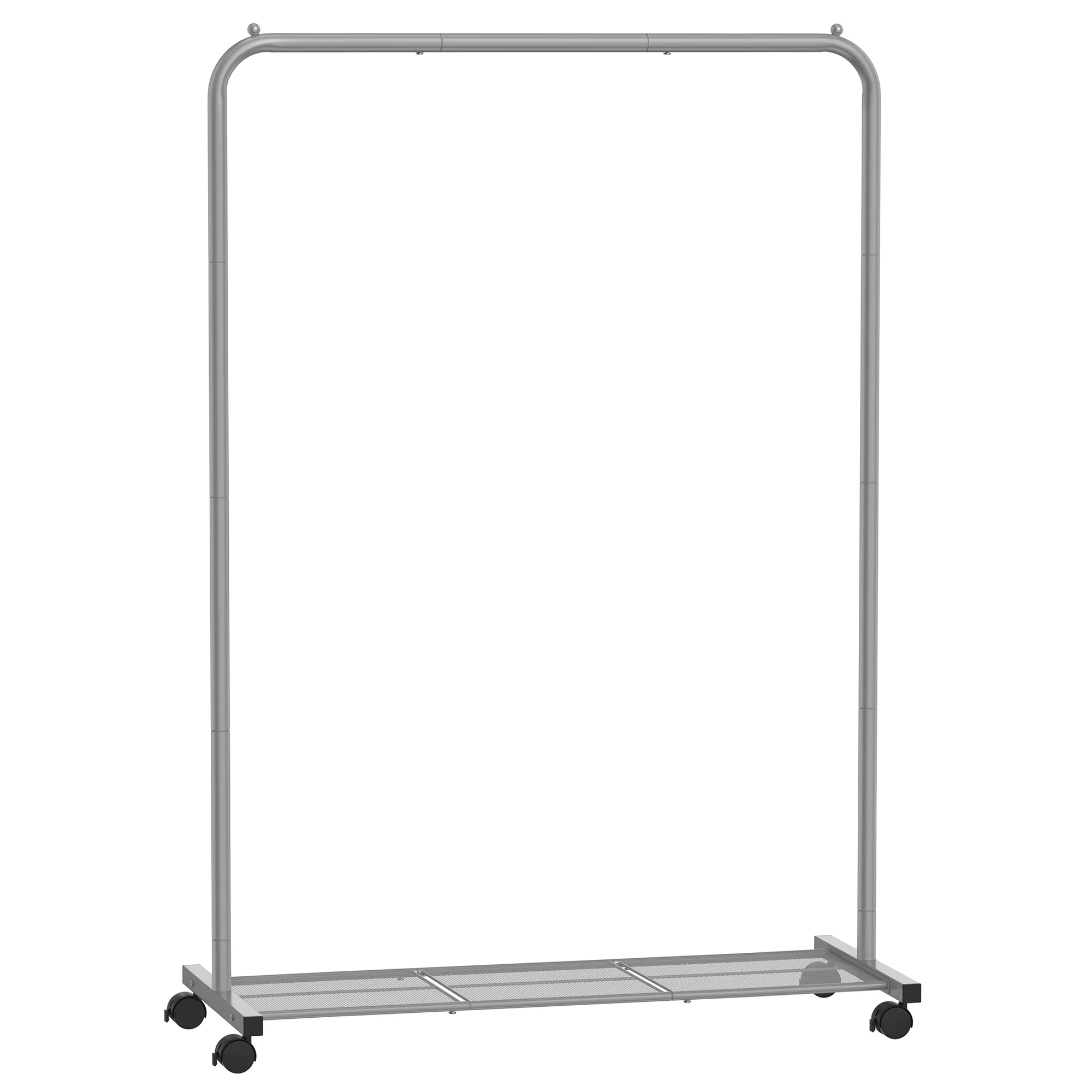 SONGMICS Perchero Burro, Burro de Ropa con Ruedas, Perchero de Metal, Barra Colgante de 91 cm de Ancho, con Estante, 2 Ruedas Bloqueables, Barra Superior Soporta hasta 40 kg, Gris/Dorado/Blanco/Negro