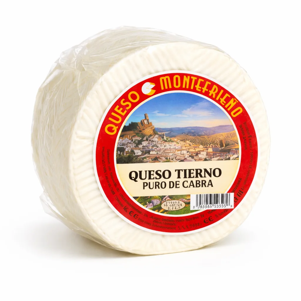 Queso de Cabra Tierno Montefrieño, Queso Artesano Montefrío Granada, Textura Muy Cremosa y Blanca, Premiado World Cheese Awards, Varios Formatos