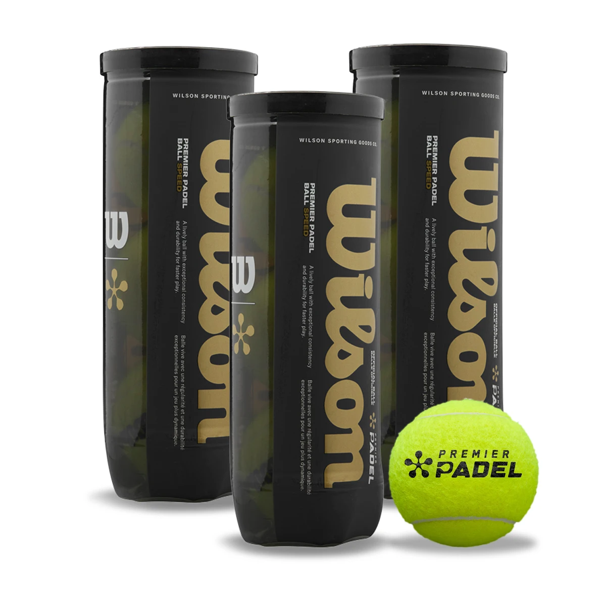 Imagen 9: WILSON Pelotas Premier Speed - Formatos AHORRO: 3 Botes, 6 Botes, 12 Botes, Cajón de 24 Botes de 3 Pelotas de Pádel Presurizadas - Pelota OFICIAL Premier Padel - Máxima Durabilidad - Pelota de Padel - Premier Pádel Oficial