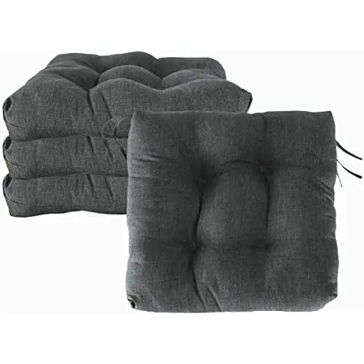 REINO MANSIDI Cojín de silla sin respaldo gris liso 40x40x7cm pack 4,para Terraza,Jardin y Exterior.