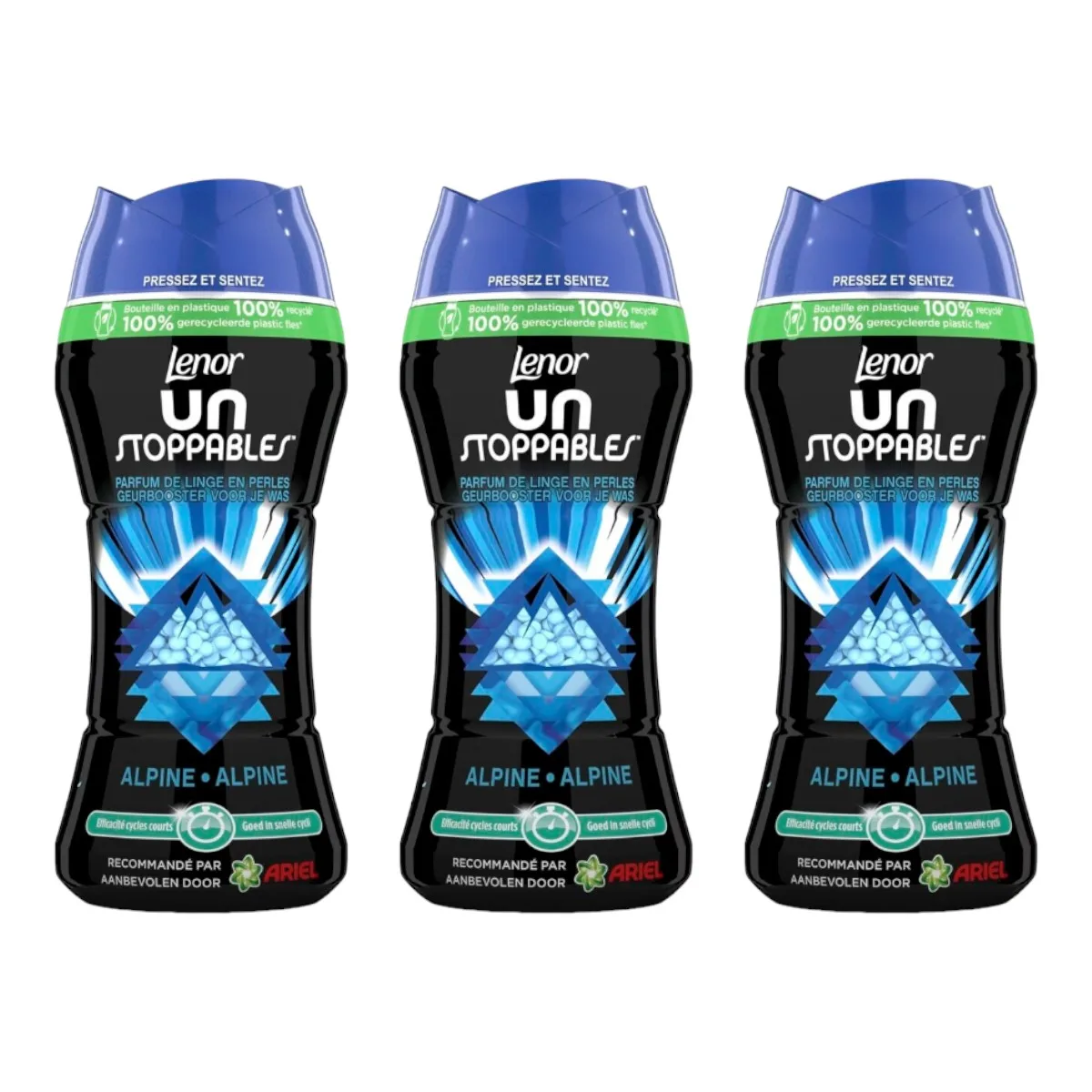 ARIEL Lenor Unstoppables Alpine Geurbooster Pack of 3 bottle Pearl scented washing machine for clothes 224g (672g in total)