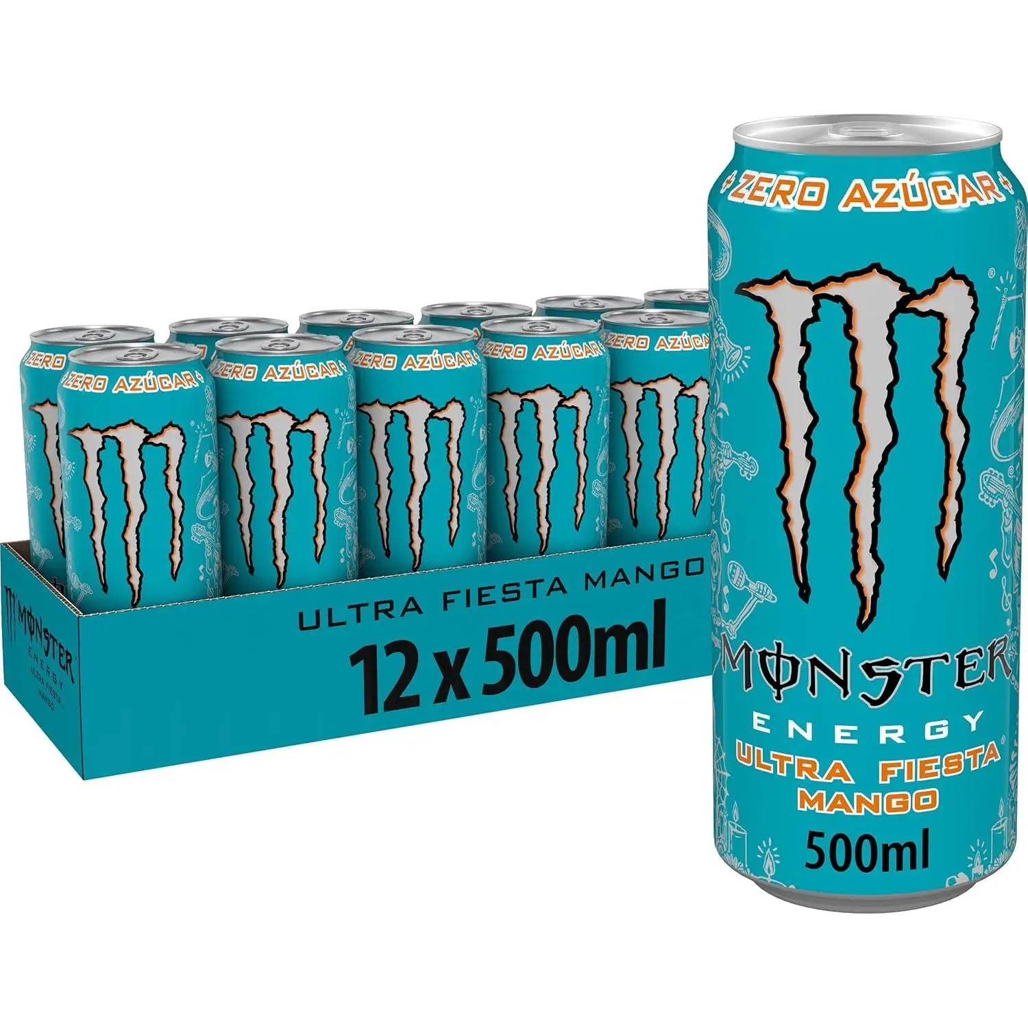 Monster Energy Ultra Fiesta Mango, Sugar-free Energy Drink Mango Flavor -