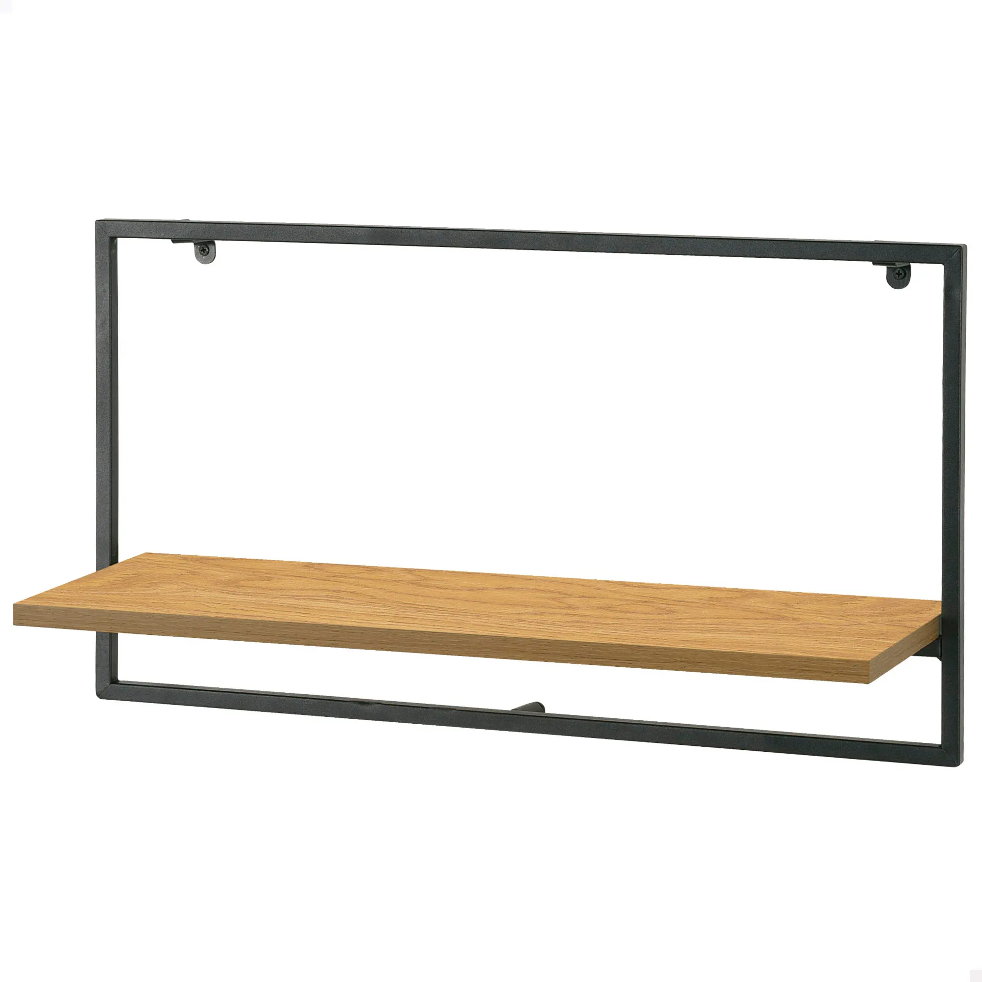 Max Home - Estantería de pared, peso máximo soportado 5 kg, con balda, estructura metálica negra, diseño rectangular, para salón, entrada, dormitorio, cocina