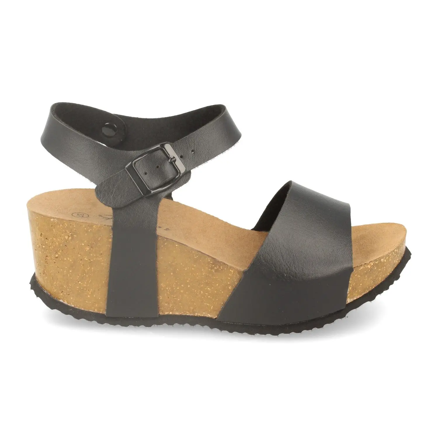 PuntoSalao Sandalias bio plataforma pala simple para mujer color negro M-77