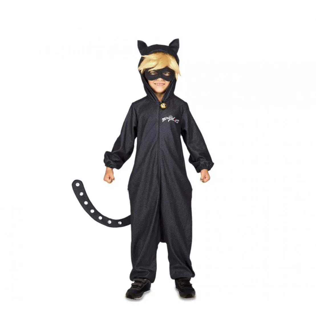 My Other Me Disfraz de Cat Noir Pijama de Miraculous Ladybug con peluca para niño