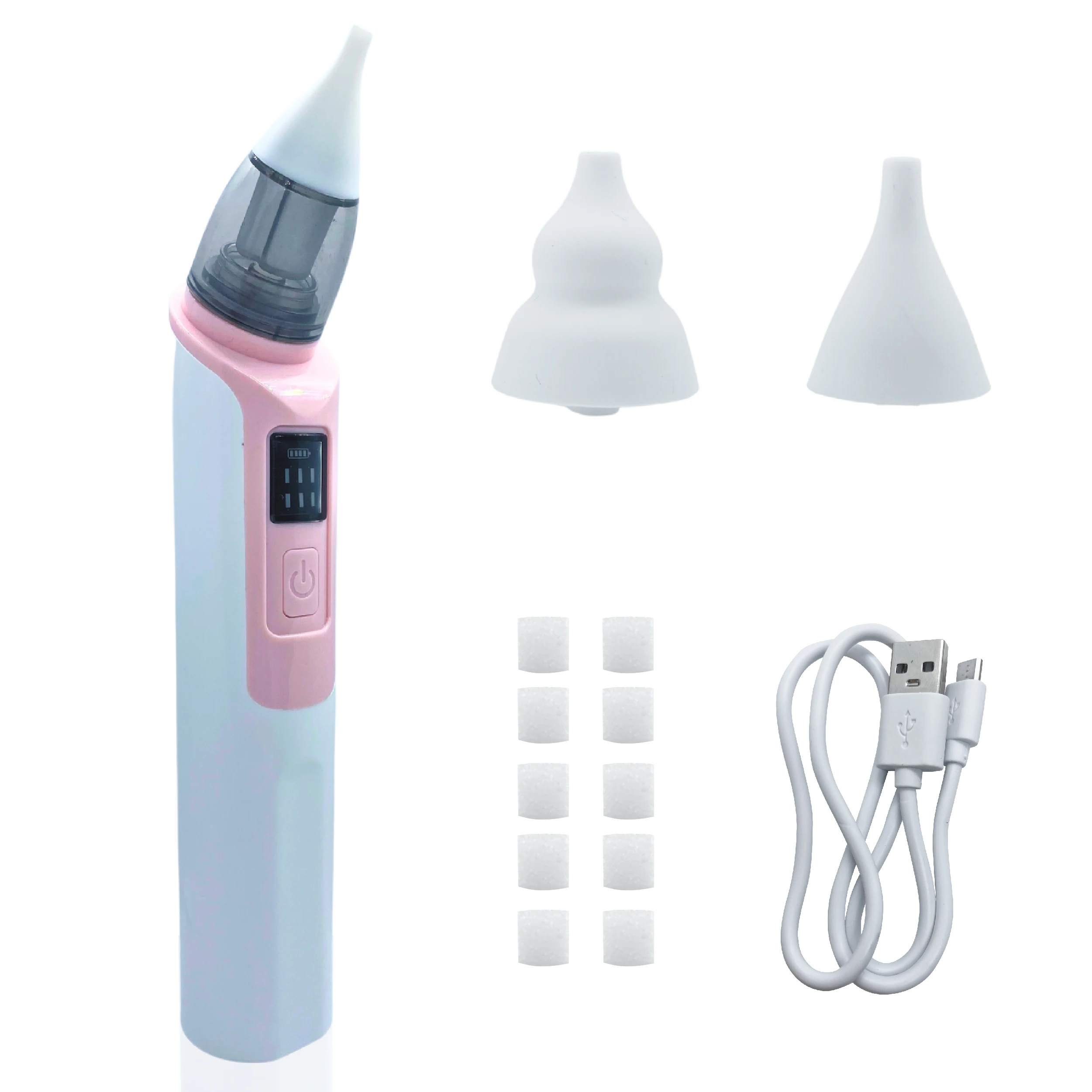 FOURSUMMERS Portable Nasal aspirator for babies. Baby sucker for Nasal washing in newborns. Infanti electric sucker. Safe Nasal Extractor for newborn baby.