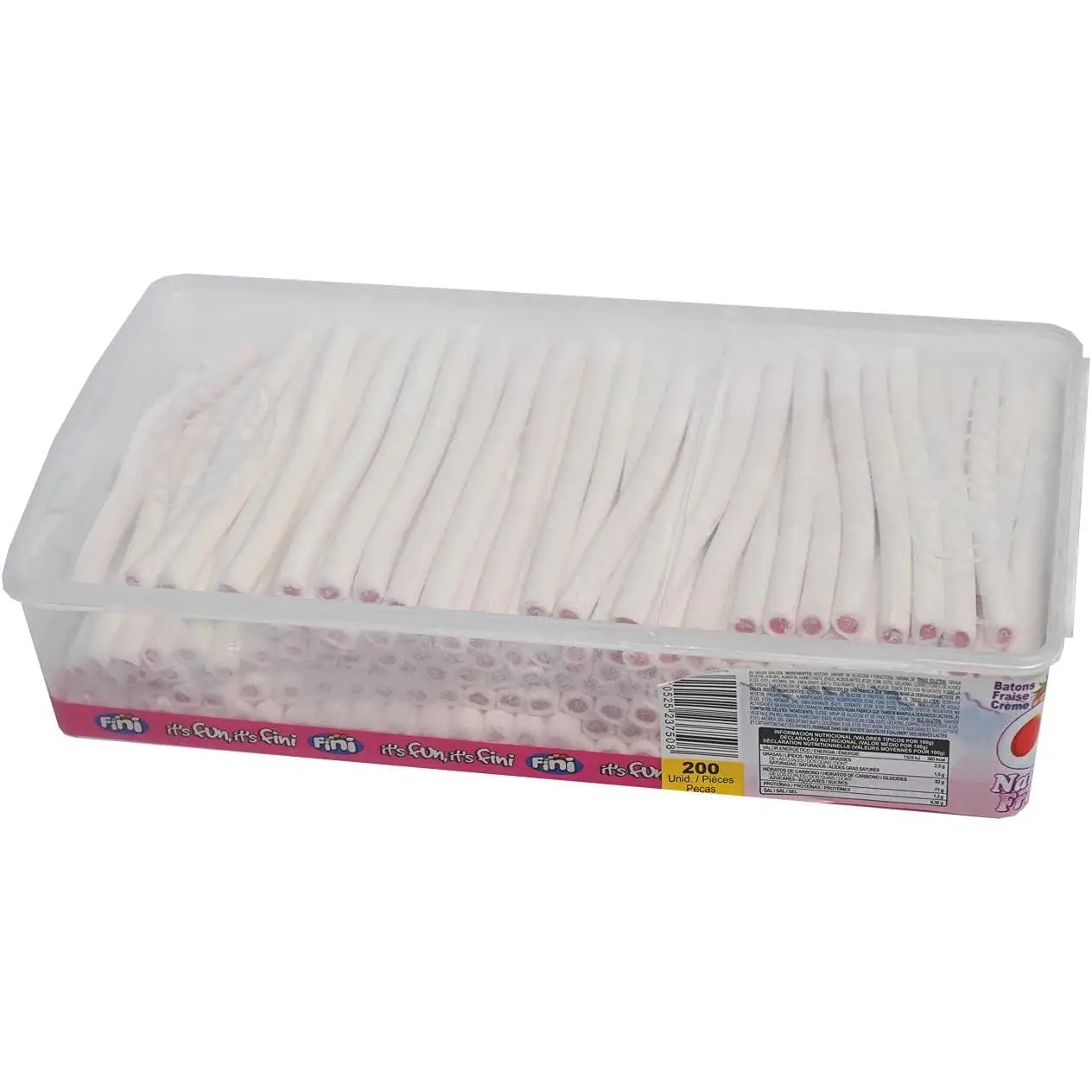 Fini Palo Nata Fresa  Regaliz Nata Fresa  Gominola  Estuche 200 Uds
