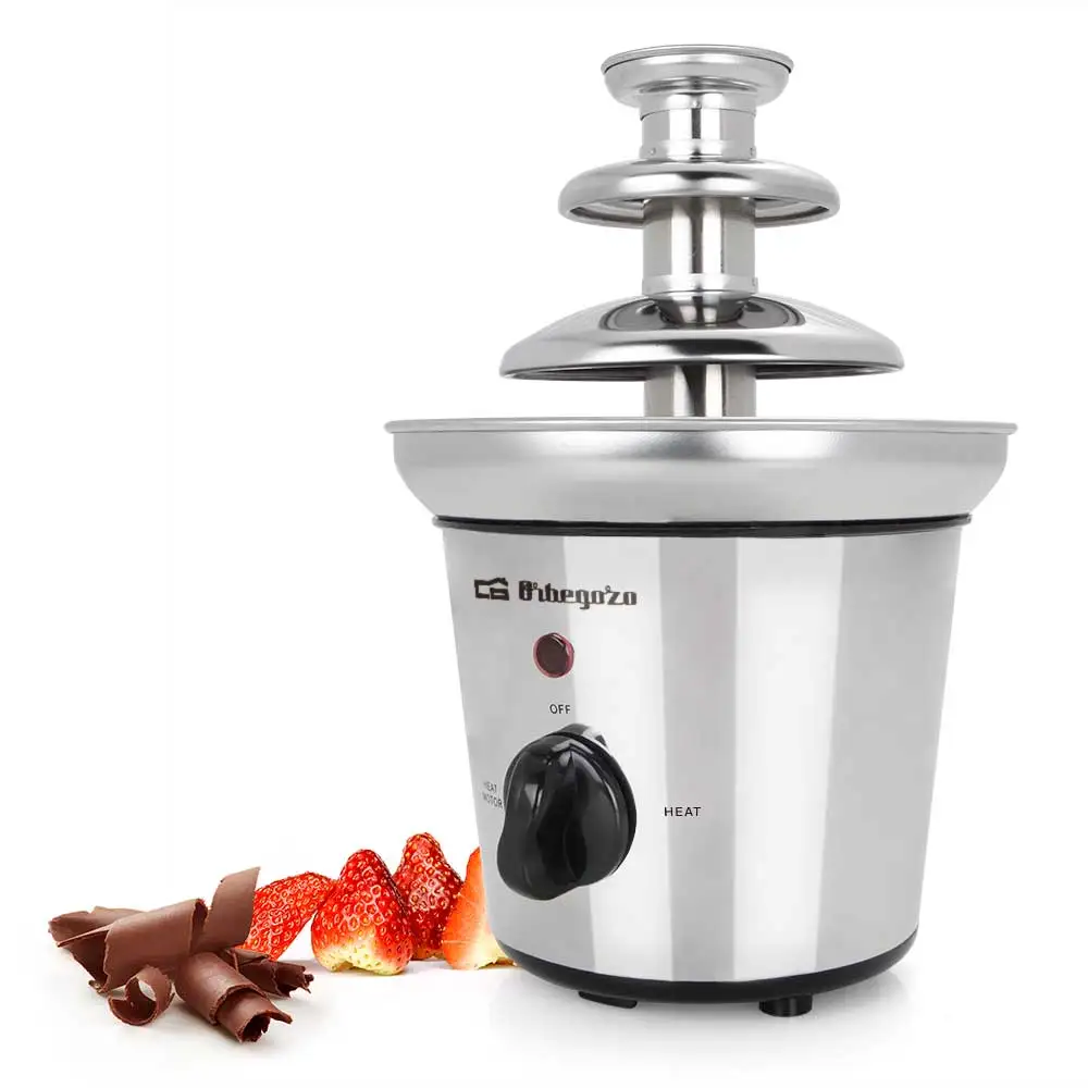 Orbegozo chocolate fountain fch 4000, stainless steel body + fountain, 3 levels, keep warm function, non-slip base, 32 w