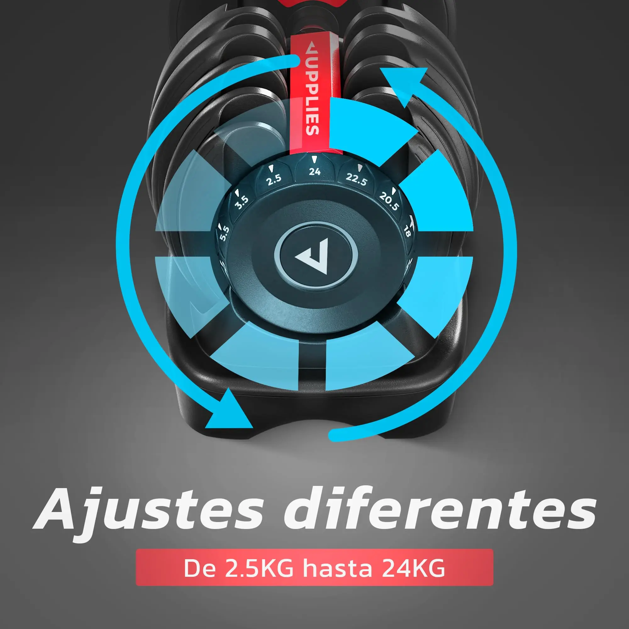 JUPPLIES Adjustable Dumbbell 24 kg 15-in-1 with Quick Weight Change from 2.5 to 24 kg, Compact Design for Home Gym, Features Non-Slip Grip and Double Lock for Safe Training #3