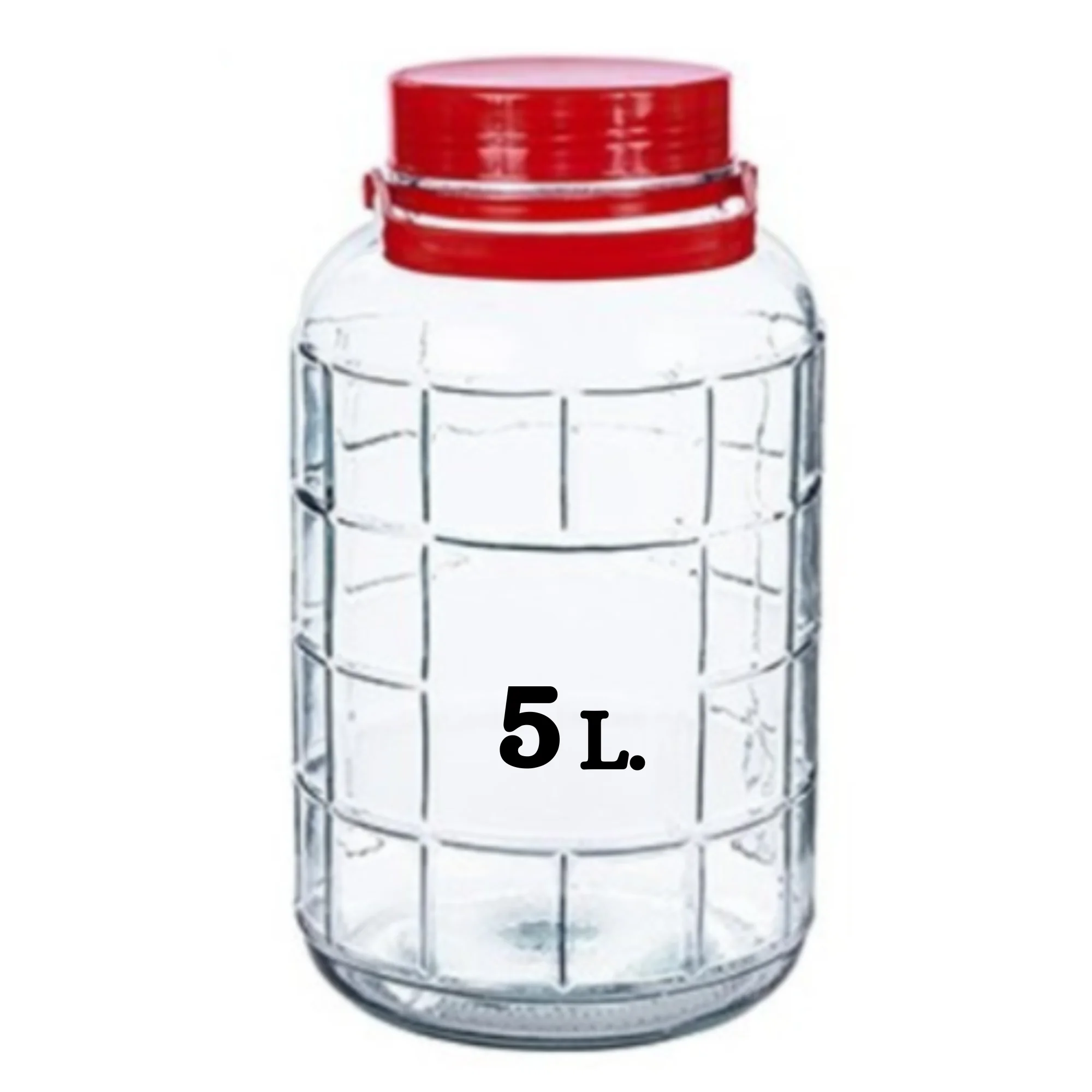 MundoTarros - Bote de Cristal Grande con Asa de 5 Litros y Doble Tapa - Garrafa de Vidrio Grande - Perfecto para Alimentos