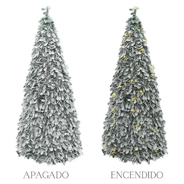 STARLED Árbol de Navidad 210×90 cm con Nieve Artificial y 180 Luces LED Cálidas | Diseño Plegable y Realista