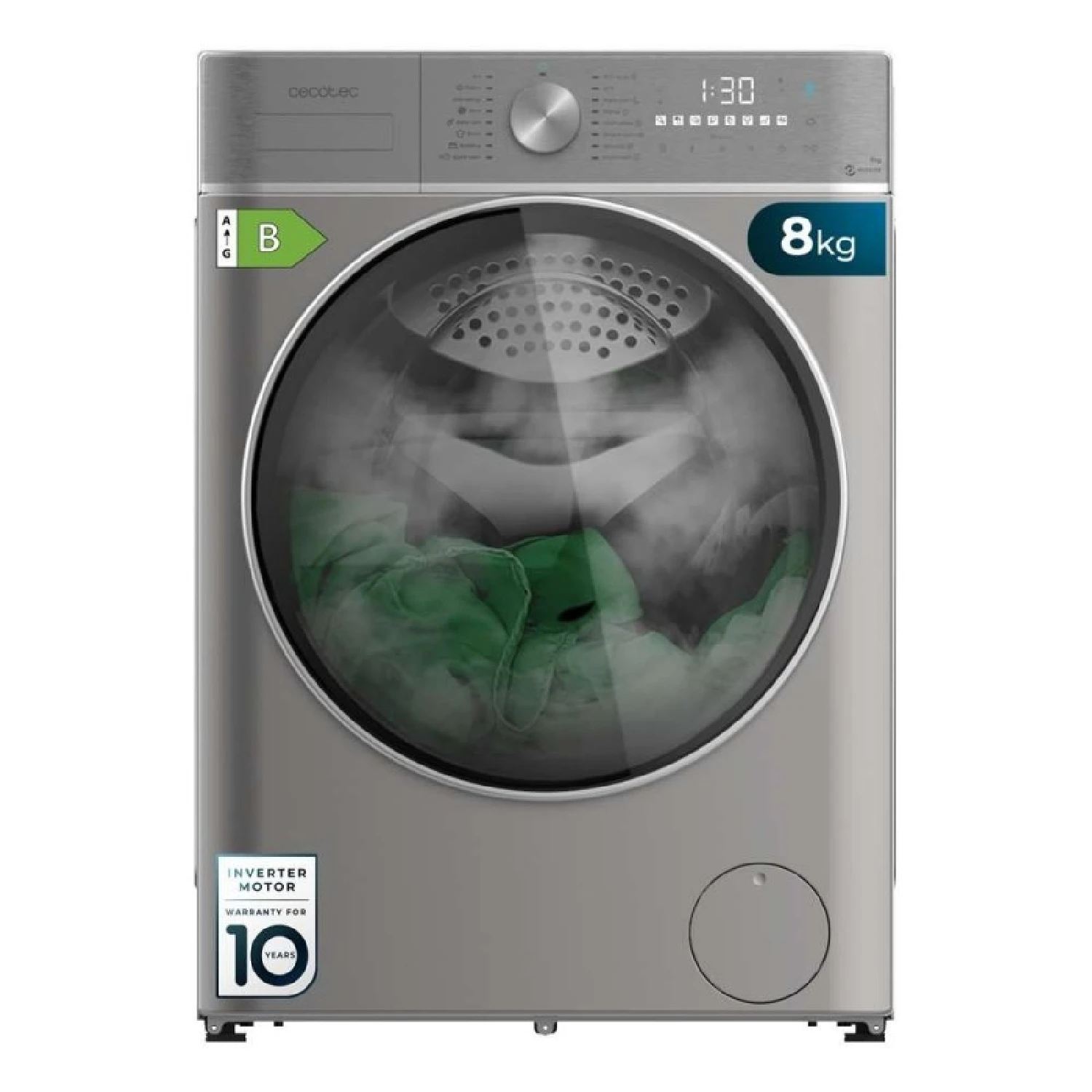 Cecotec Lavadora Secadora 8-5Kg Bolero Wash&Dry 8590 Inverter Steel Max. 1400Rpm, 16 Programas, Motor Inverter Plus