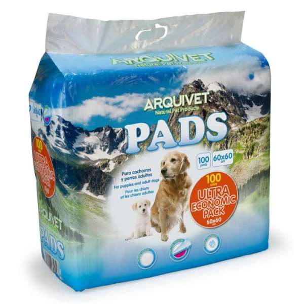 EMPAPADORES PERRO ARQUIVET 60x60cm. PACK ULTRAECONOMICO 100unid.