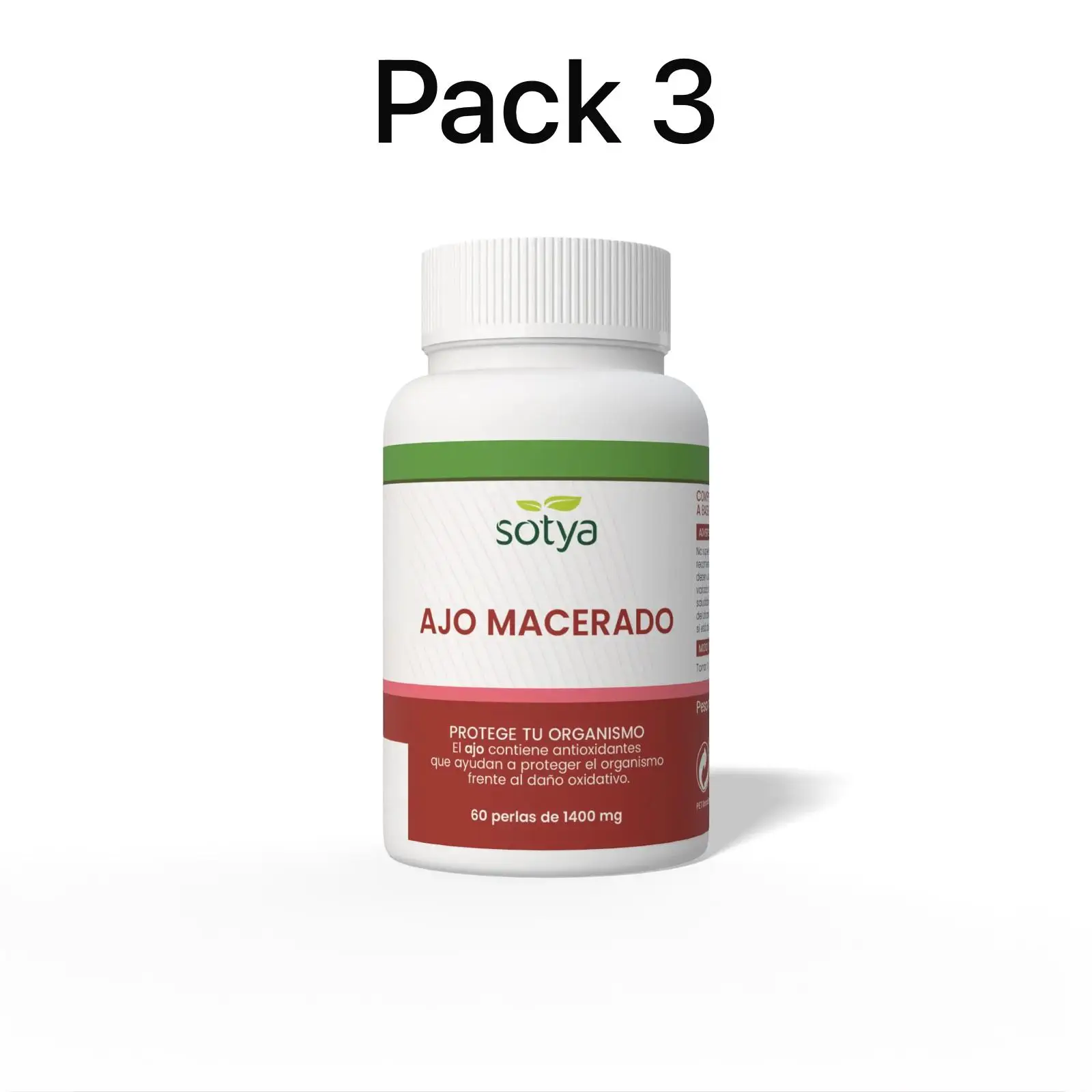 Pack 3 Ajo macerado 1400mg 60 perlas Sotya