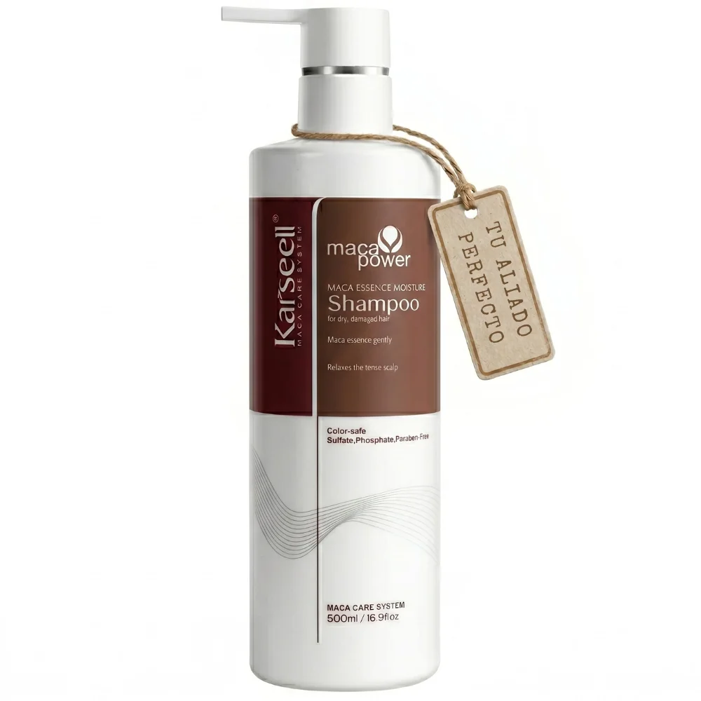 KARSEELL Champú Pelo Aceite de Argán Macadamia Reconstructor para Cabello Seco y Dañado Hidratación Profunda Antiencrespamiento Suavidad Brillo Intenso Desenredante Todo Tipo de Cabellos - 500 ml.