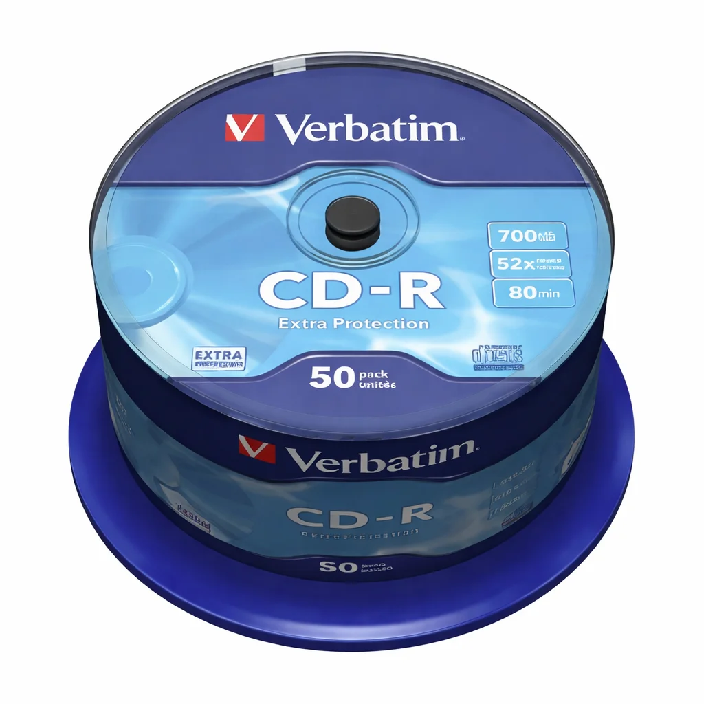 TARRINA CD 50 UNIDADES VERBATIM CD-R Datalife 52X/ Tarrina-50uds cds