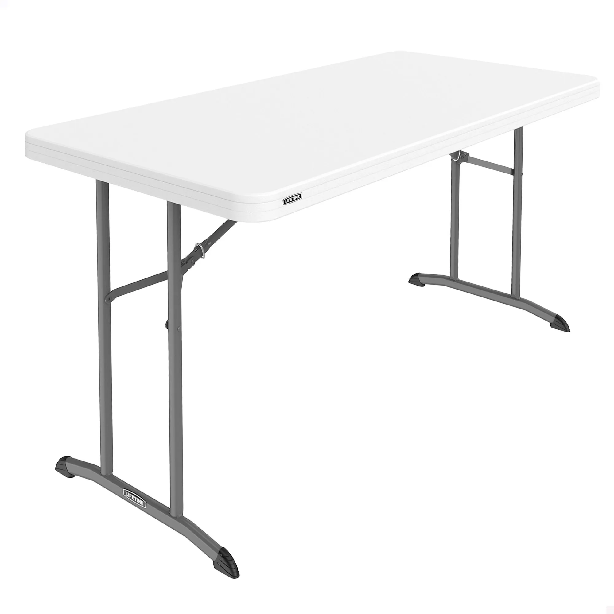 Lifetime - Mesa rectangular 152x76 cm, polietileno HDPE blanco, estructura de acero reforzado, patas plegables con bloqueo, resistente a impactos, rayos UV y humedad, ideal para eventos y reuniones