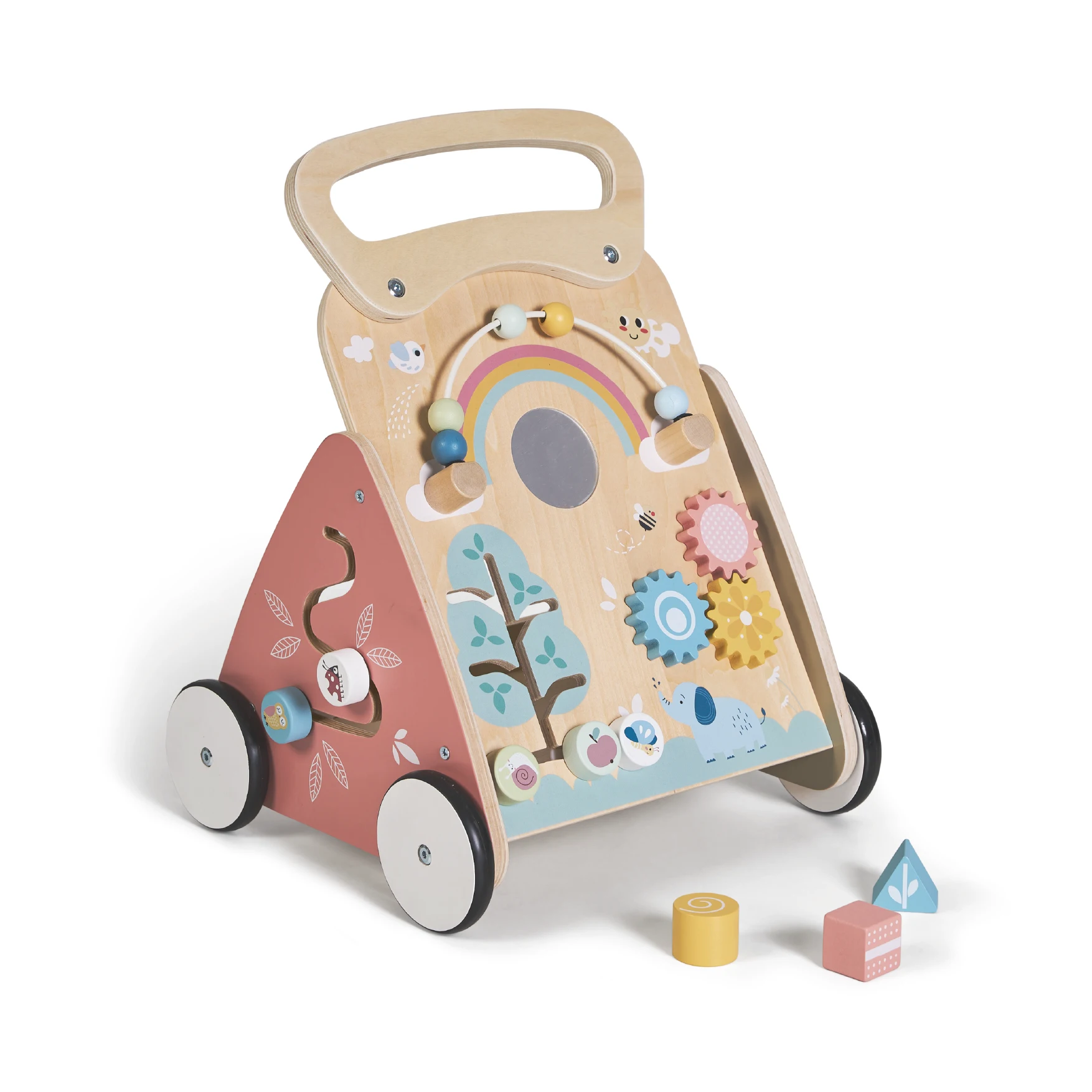 MS Montessori MIMO - MONTI - MAXI - Andador de madera para bebés - Carrito correpasillos con juguetes y actividades para los primeros pasos - Caminador para bebé +12 meses