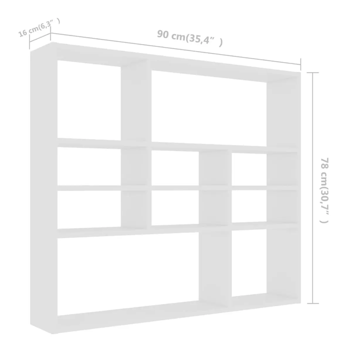 VidaXL wall shelf 10 compartments White 78x90x16 cm