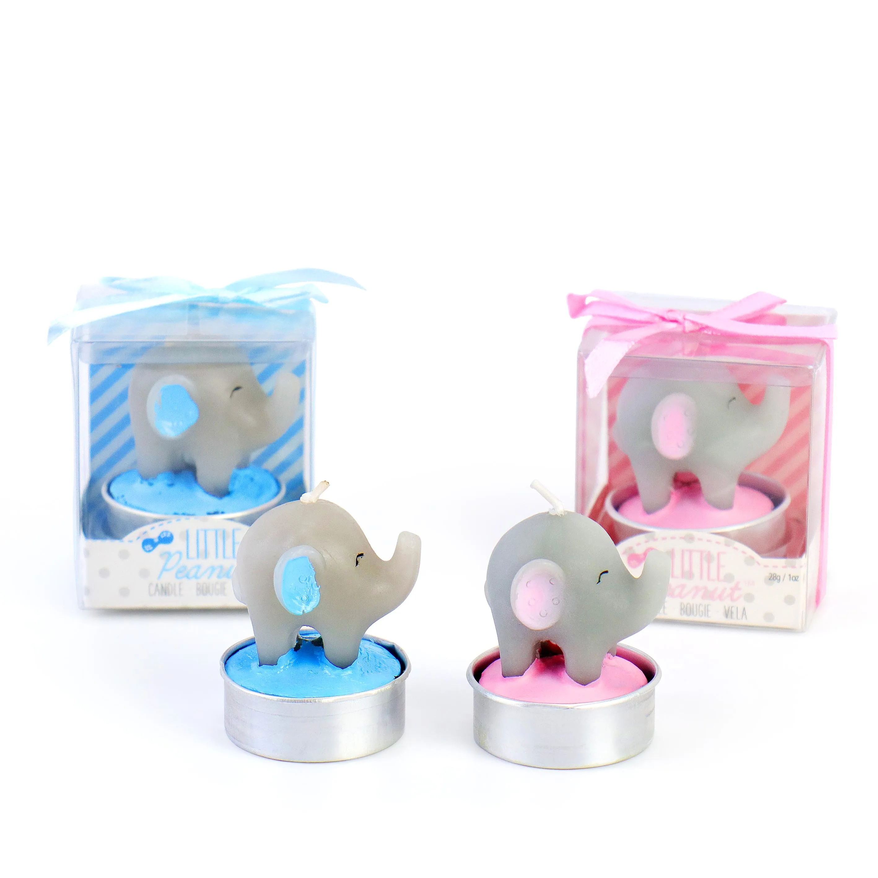Pack de 3 a 24 unidades de velas decorativas, velas bautizo con forma de elefante, detalles bautizo