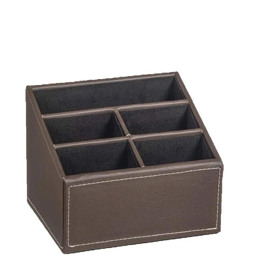 STARLEY-Portamandos marron efecto piel soporte para mando a distancia con 5 bolsillos