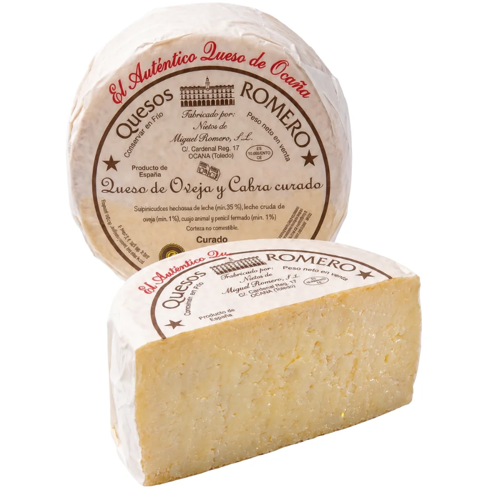 Queso curado de oveja y cabra leche cruda, madurado en aceite de oliva, Romero Ocaña, tabla de quesos, aprox. 1,4kg