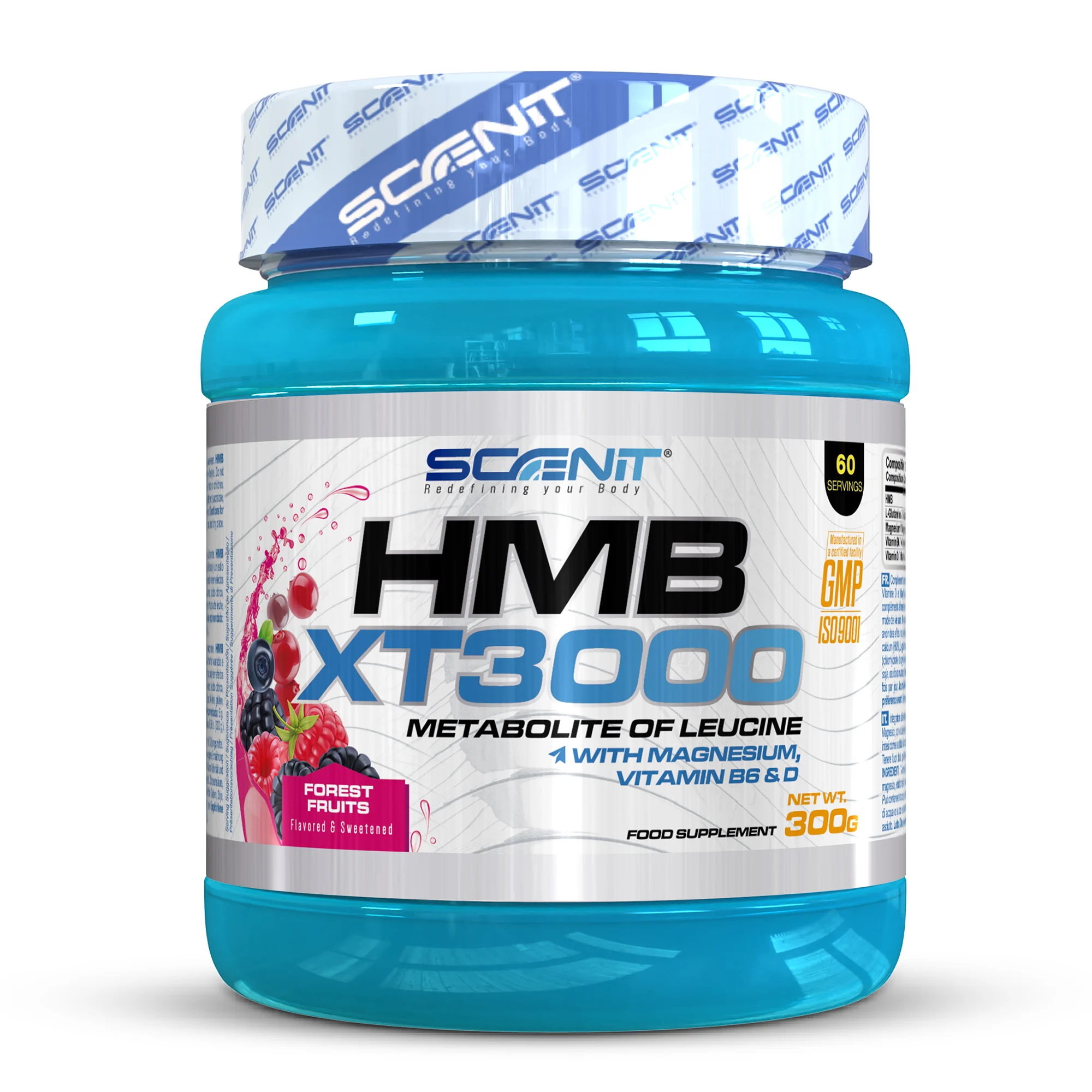 HMB XT 3000 - HMB 3000 mg con Glutamina, Magnesio, Vitamina B6 y Vitamina D - 300 g - HMB anticatabólico - HMB en polvo anticatabolico - Sabor frutos del bosque