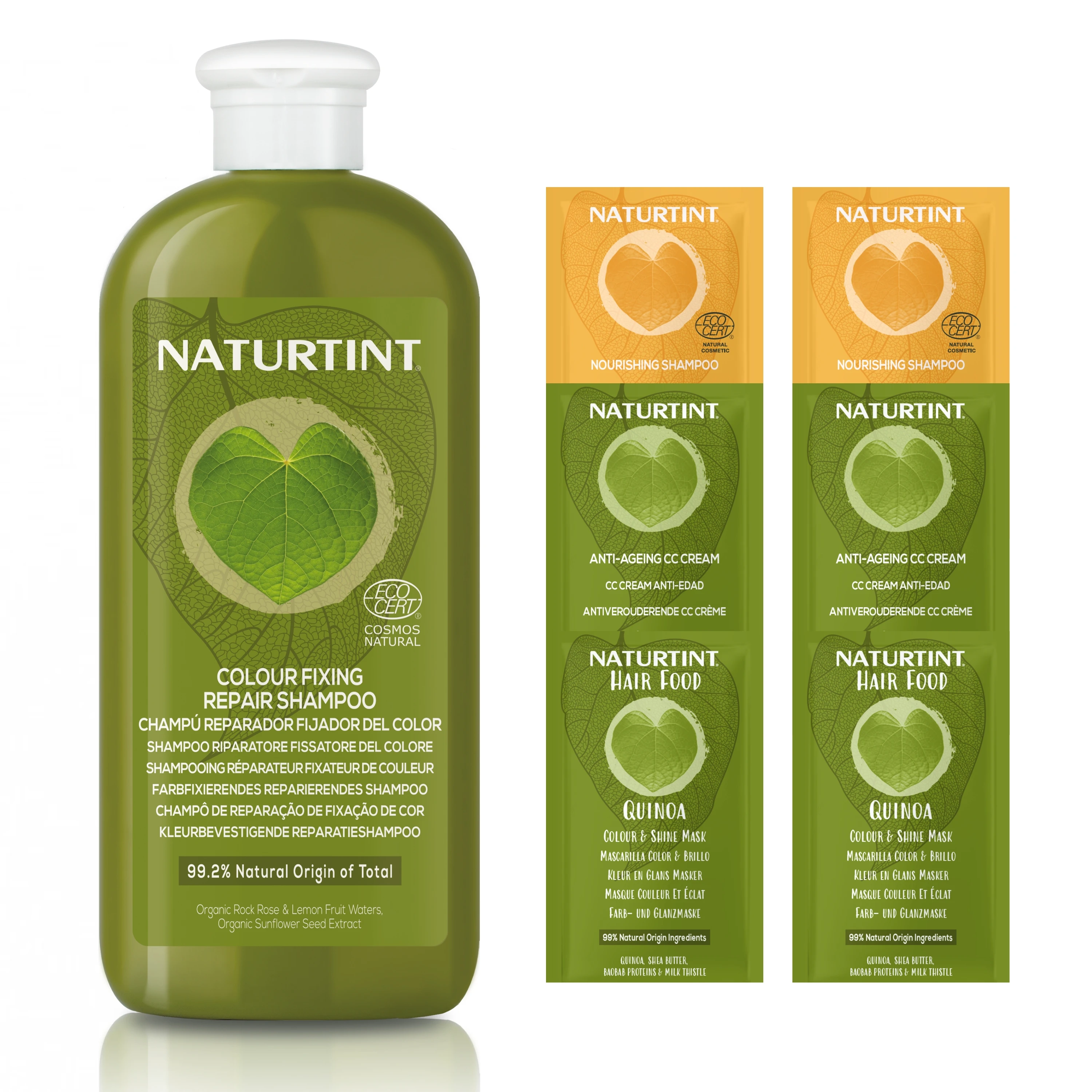 Naturtint Champú Reparación y Fuerza sin siliconas ni sulfatos SLS, SLES. Hidrata, Fortalece y Rejuvenece, Para Cabellos Secos,  Dañados y Frágiles, Calma y Restablece el Equilibrio, 99% Ingredientes Naturales, ECOCERT, 330 ml