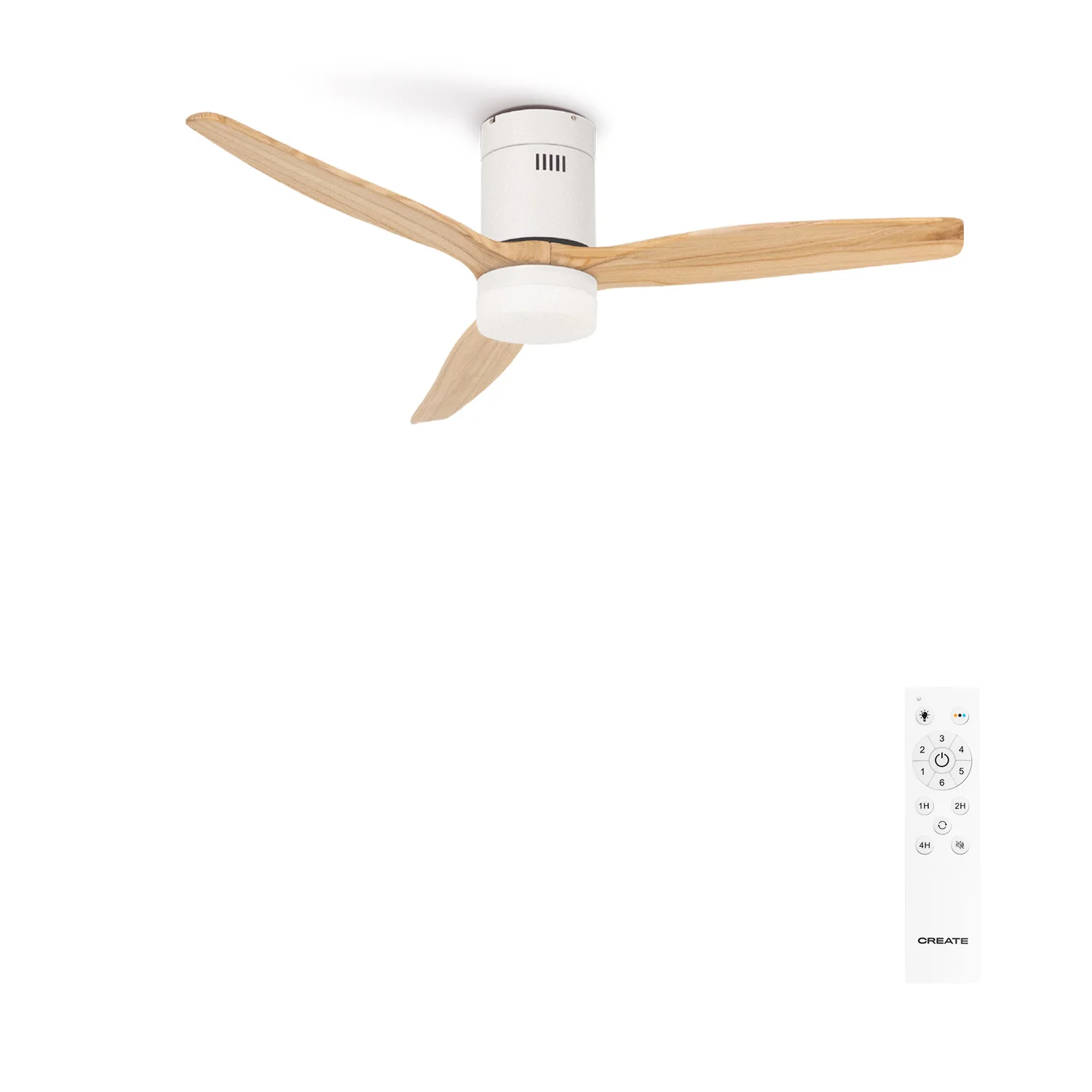 Create - 40w silent ceiling fan ø112cm or ø152cm) - 6 speeds, summer/winter function, white motor, with light- wind calm