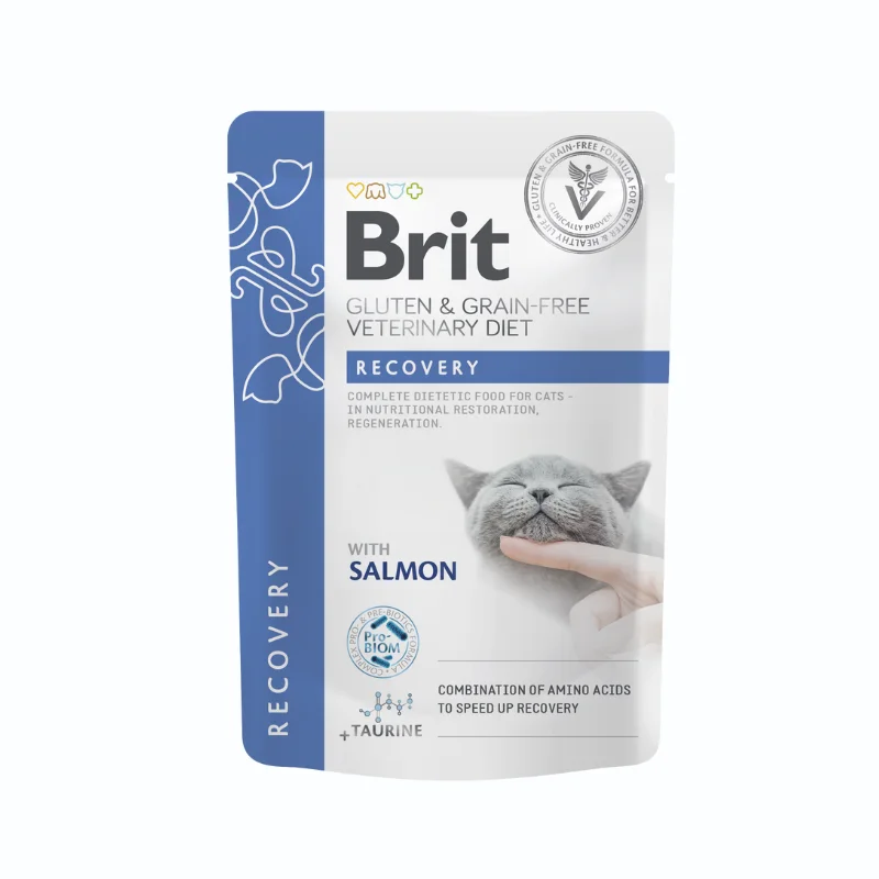 Brit Diet Grain Free Pouch Recovery Salmón para Gatos Pack 12x85grs