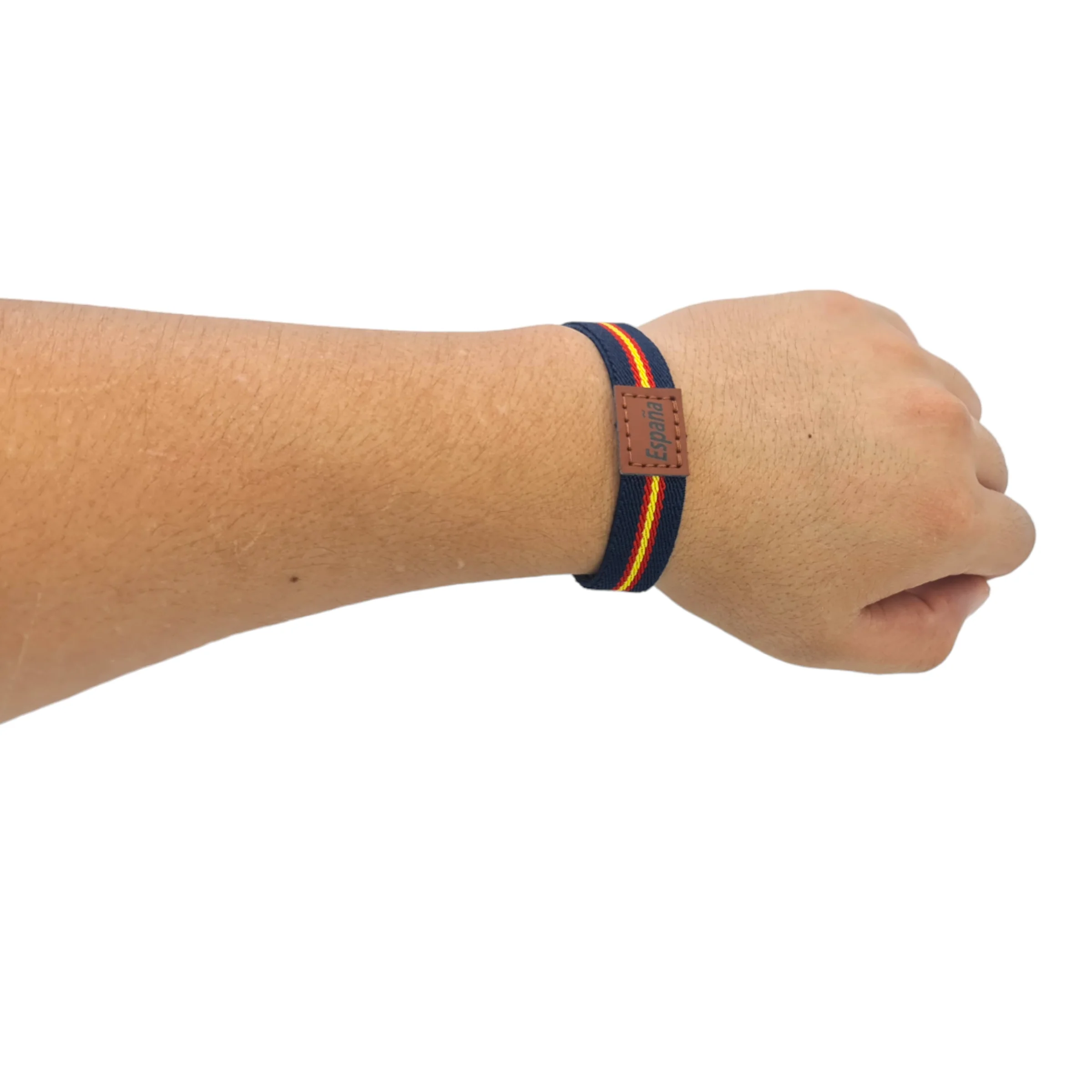 أساور مرنة بعلم اسبانيا للرجال، قطعة من الأساور الجلدية الإسبانية للنساء - مقاس واحد