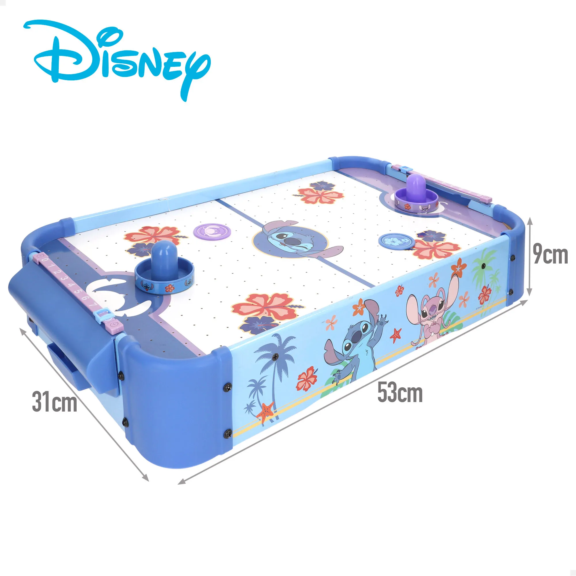 Stitch Air Hockey Table 53x31x9 cm, compact kids' game with 2 paddles and 2 pucks for 2 players, designed for children aged 4+, fosters hand-eye coordination and social skills, official Disney licensed design. #4