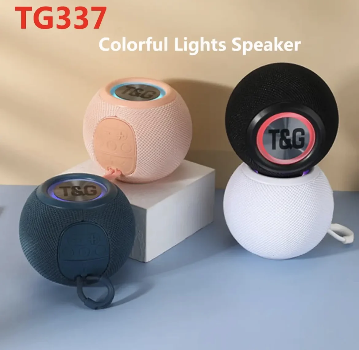 TG337 portable Bluetooth speaker Mini Wireless Bass Speaker Boombox LED IPX7 outdoor music player support BT AUX FM TF