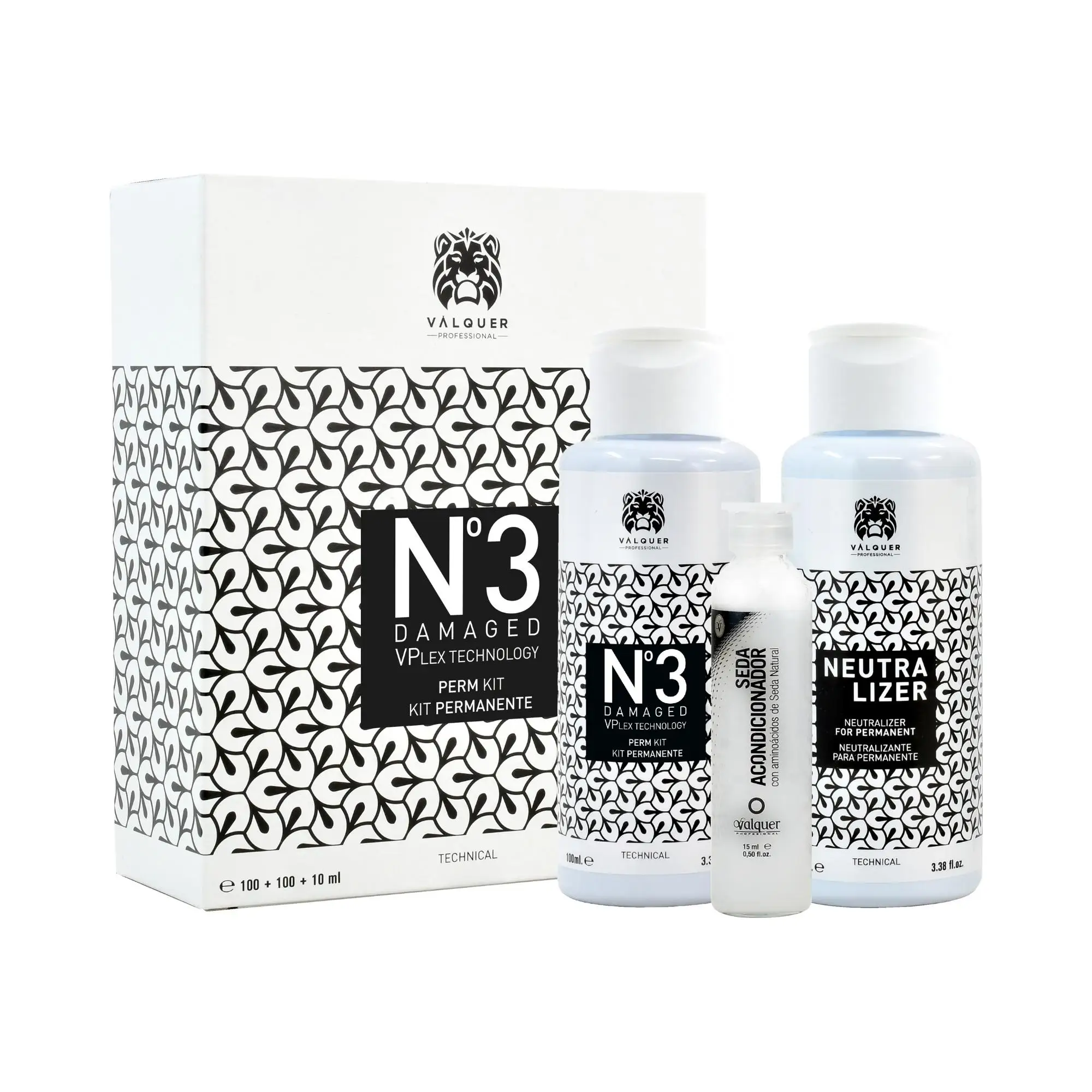 Valquer Laboratorios Kit Permanente Nº 3 para Cabello Difícil - 100+100+10 Ml