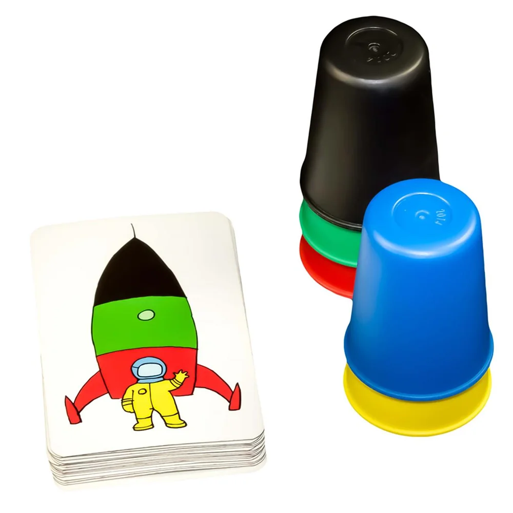 Speed Cups Version 2 Mercurio - Exciting family board game for 1-10 players, includes 19 colorful cards and 10 durable plastic cups, easy to learn, enhances reflexes and strategic thinking for hours of fun. #6